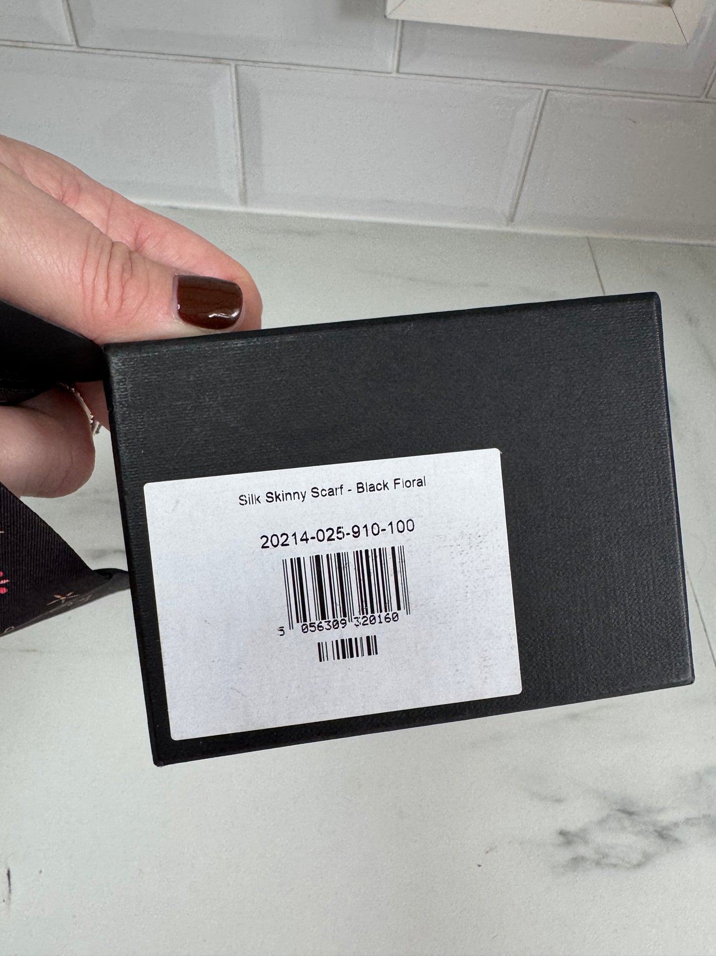 Strathberry Silk Scarf / Twilly - Black Floral