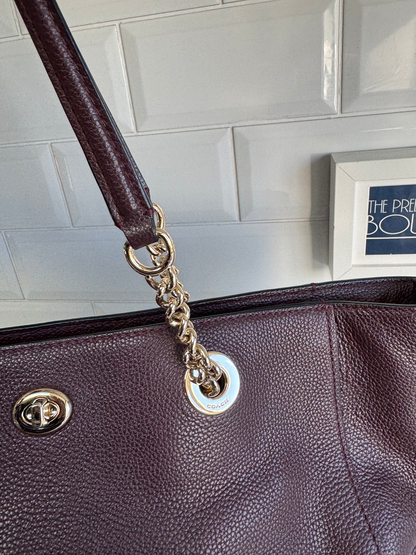 Coach Turnlock Tote - Burgundy