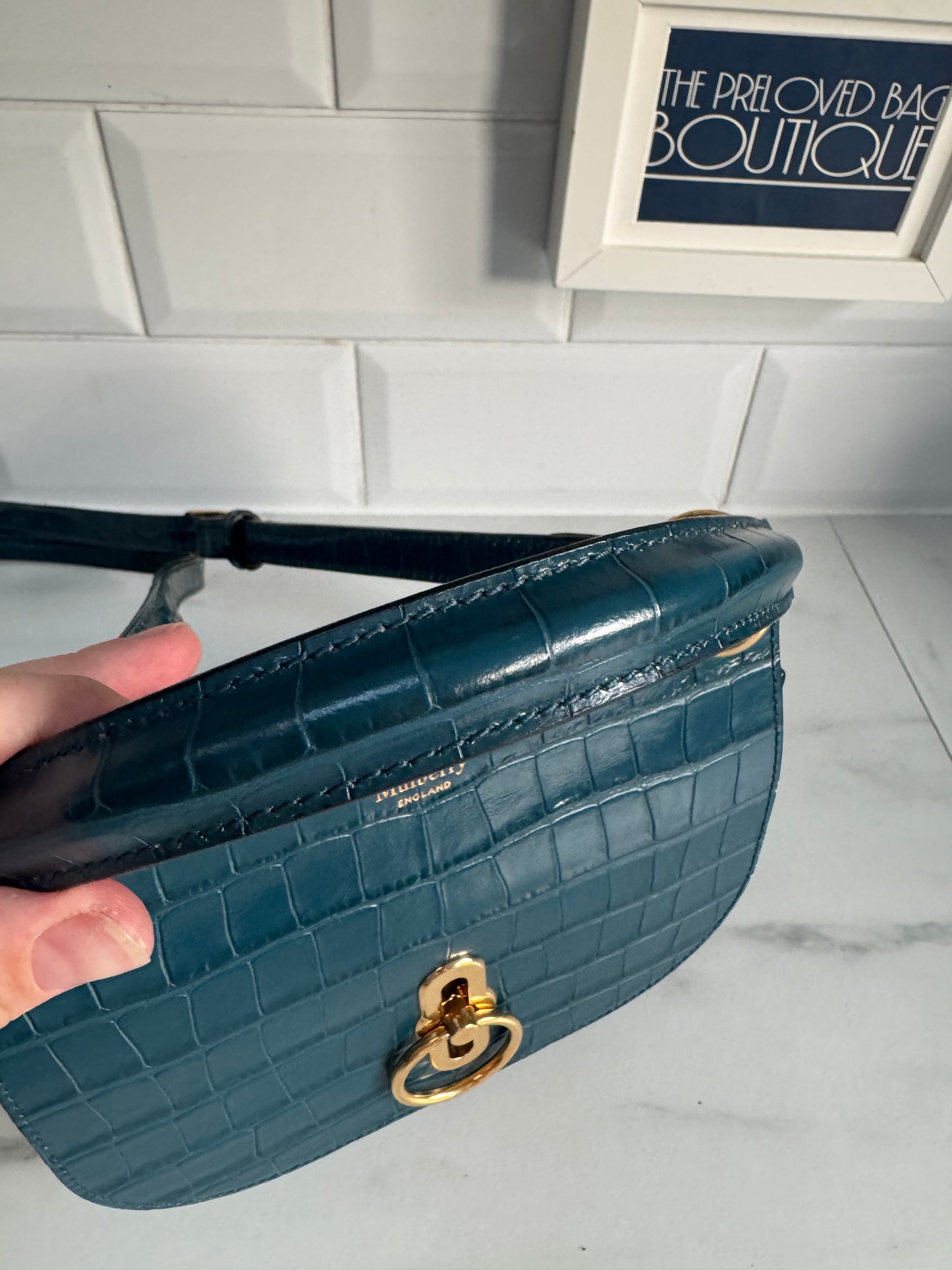 Mulberry Amberley - Teal Blue Croc Embossed