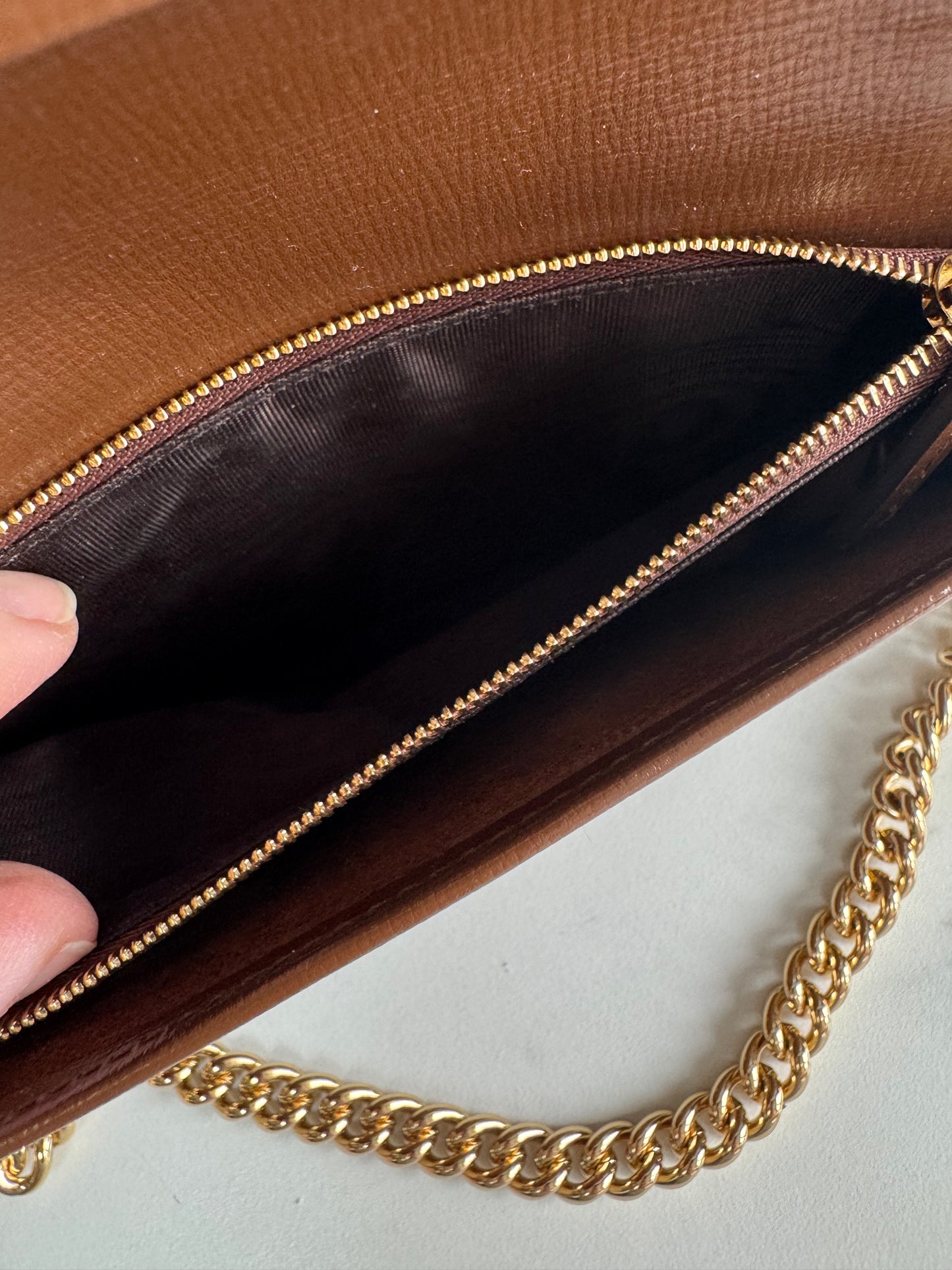 Gucci Horsebit Wallet on Chain - Brown and Beige