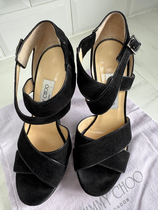 Jimmy Choo Florek Suede Platform Sandals - Black