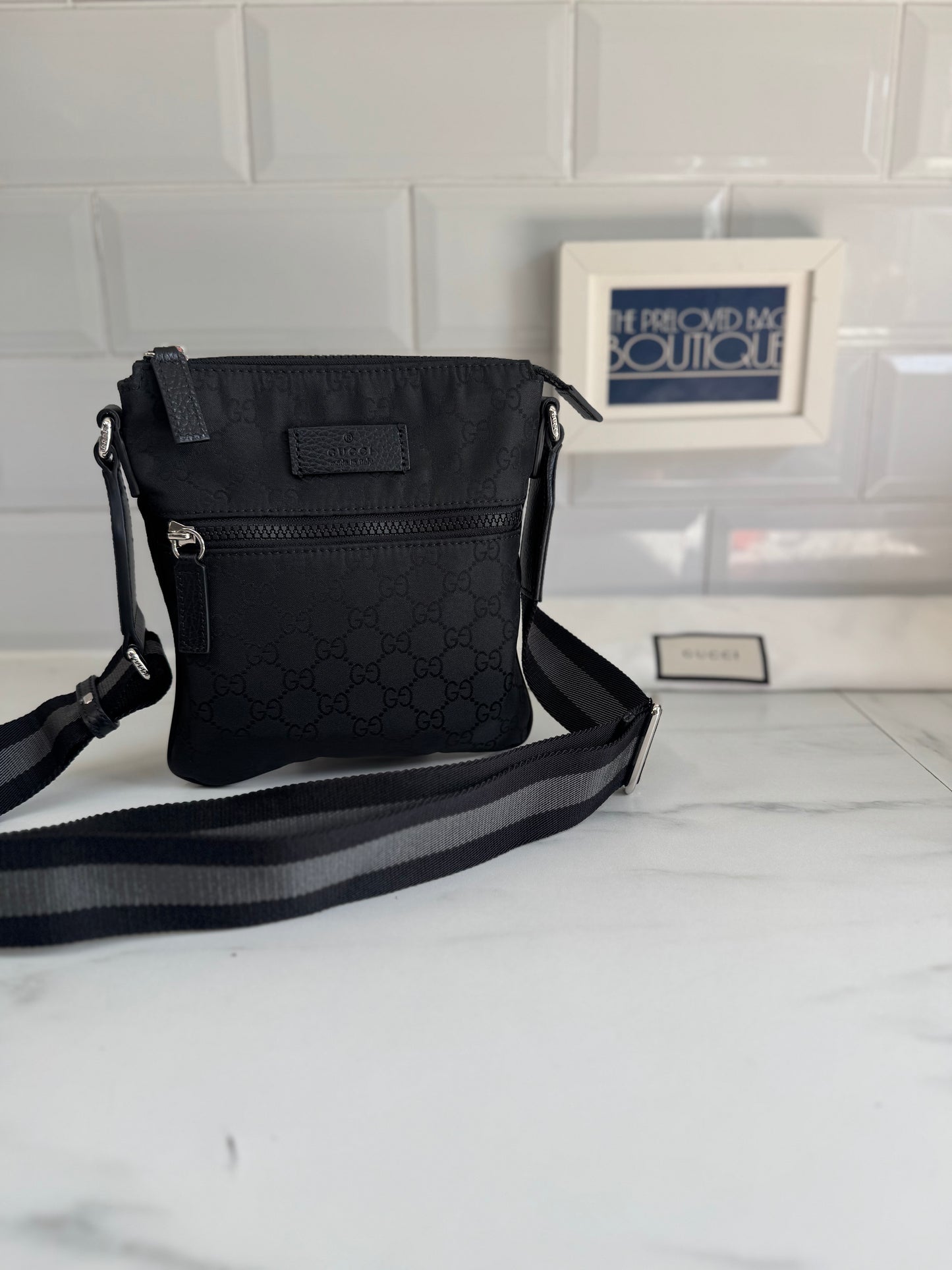 Gucci Nylon Mini Flat Messenger - Black