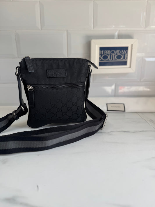 Gucci Nylon Mini Flat Messenger - Black