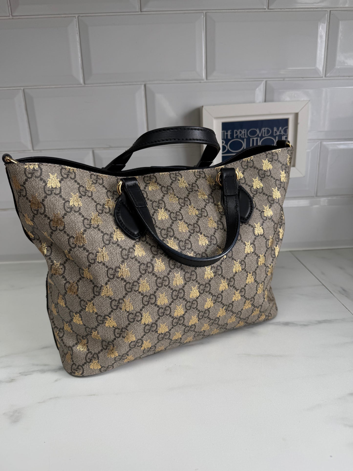 Gucci Supreme Bees Small Ltd Edition Cross Body Tote  - Grey