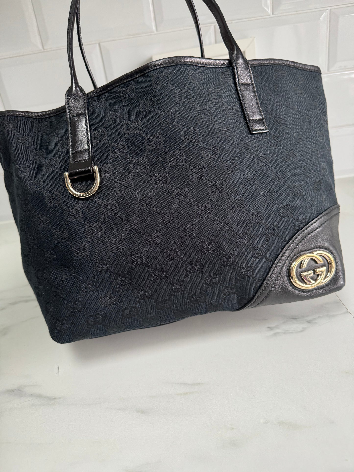 Gucci Monogrammed Tote - Black