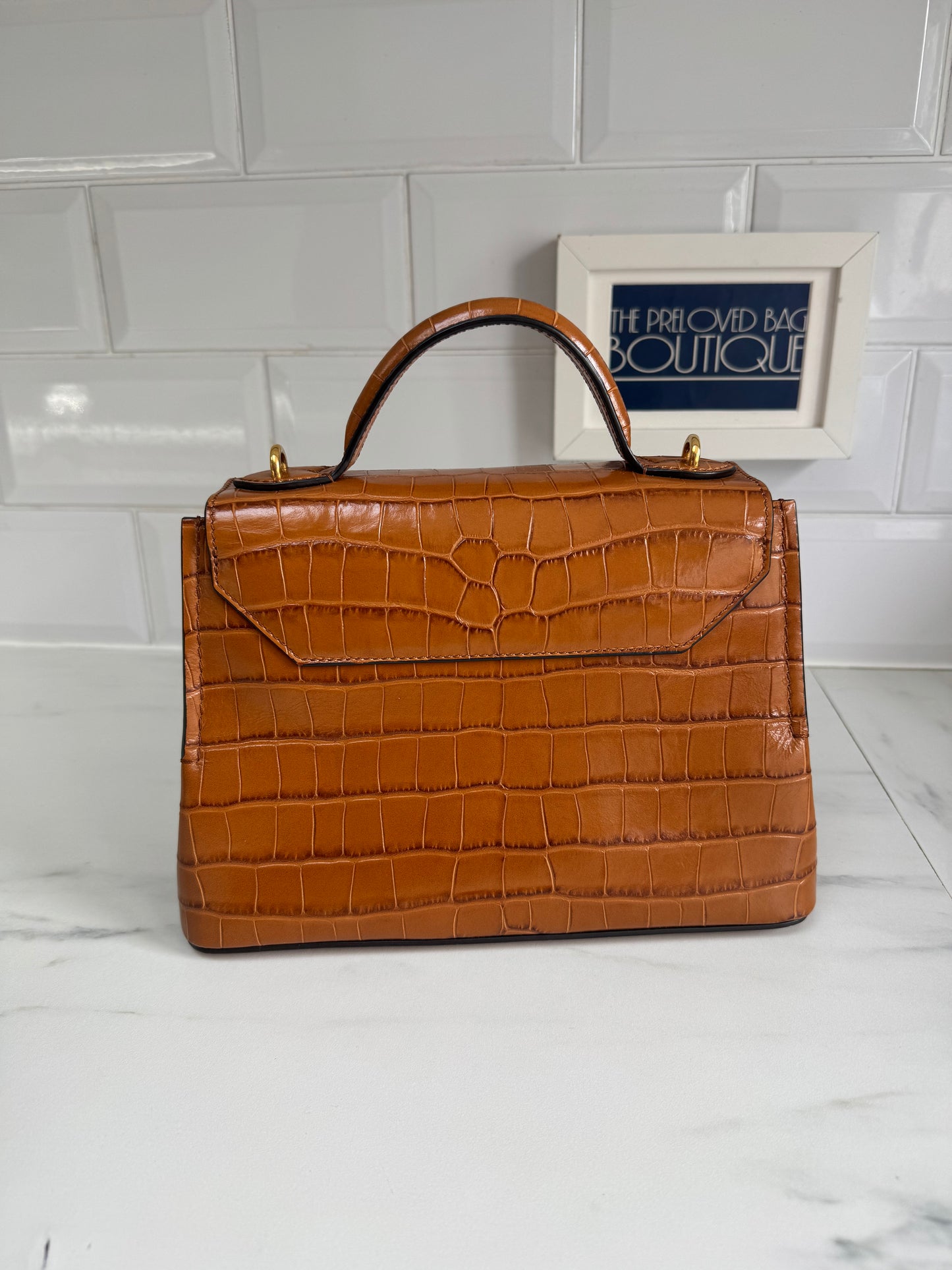 Mulberry Mini Seaton - Tobacco Brown Croc Embossed