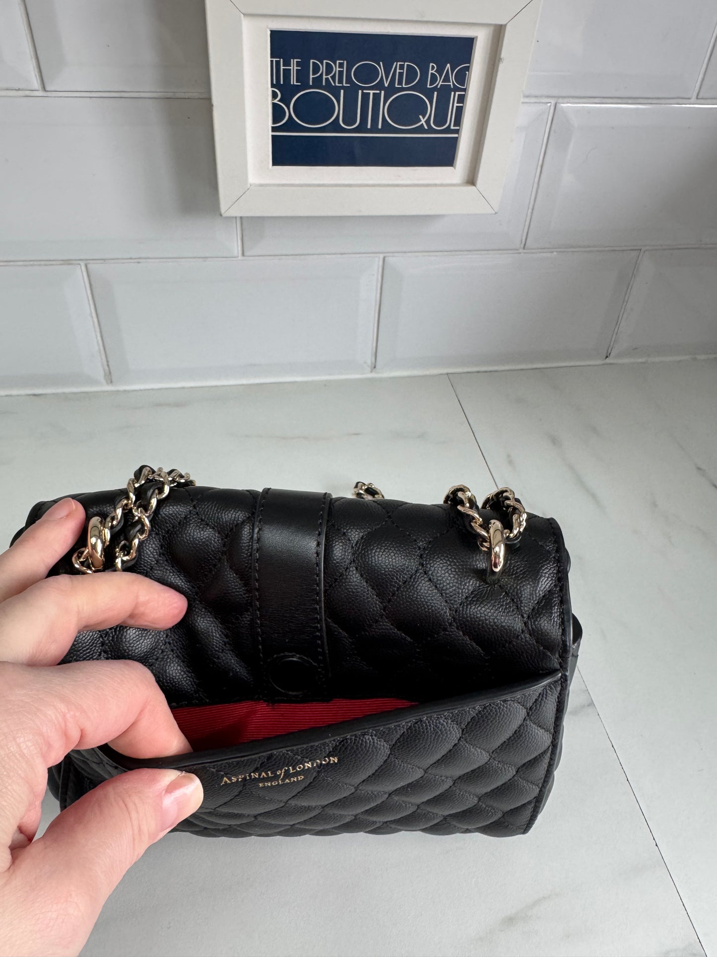 Aspinal of London Lottie Quilted Shoulder Bag - Black