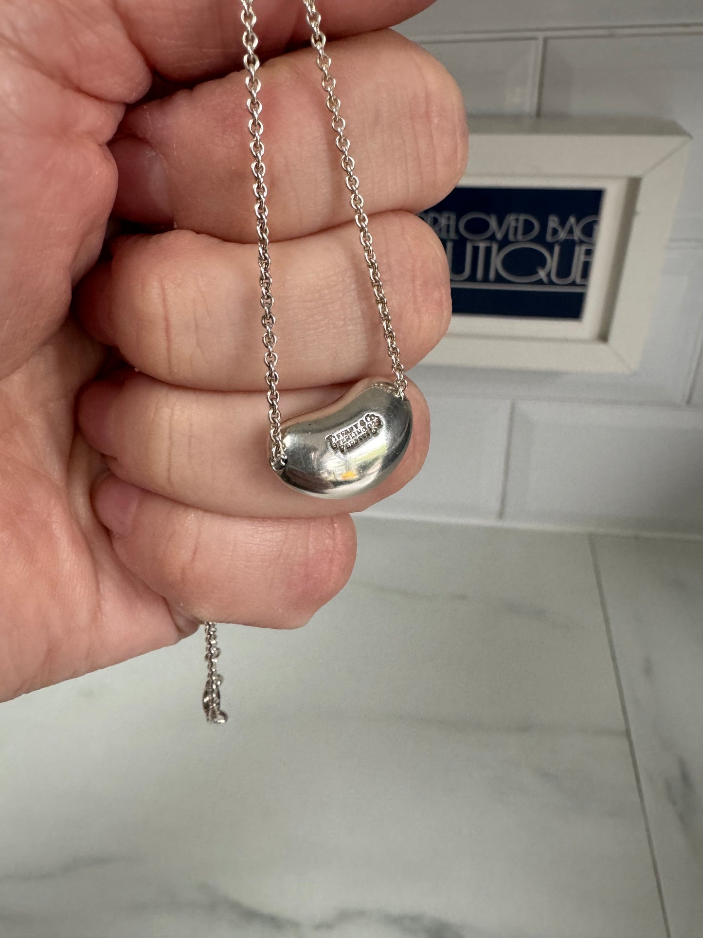 Tiffany & Co Elsa Peretti Bean Necklace - Silver