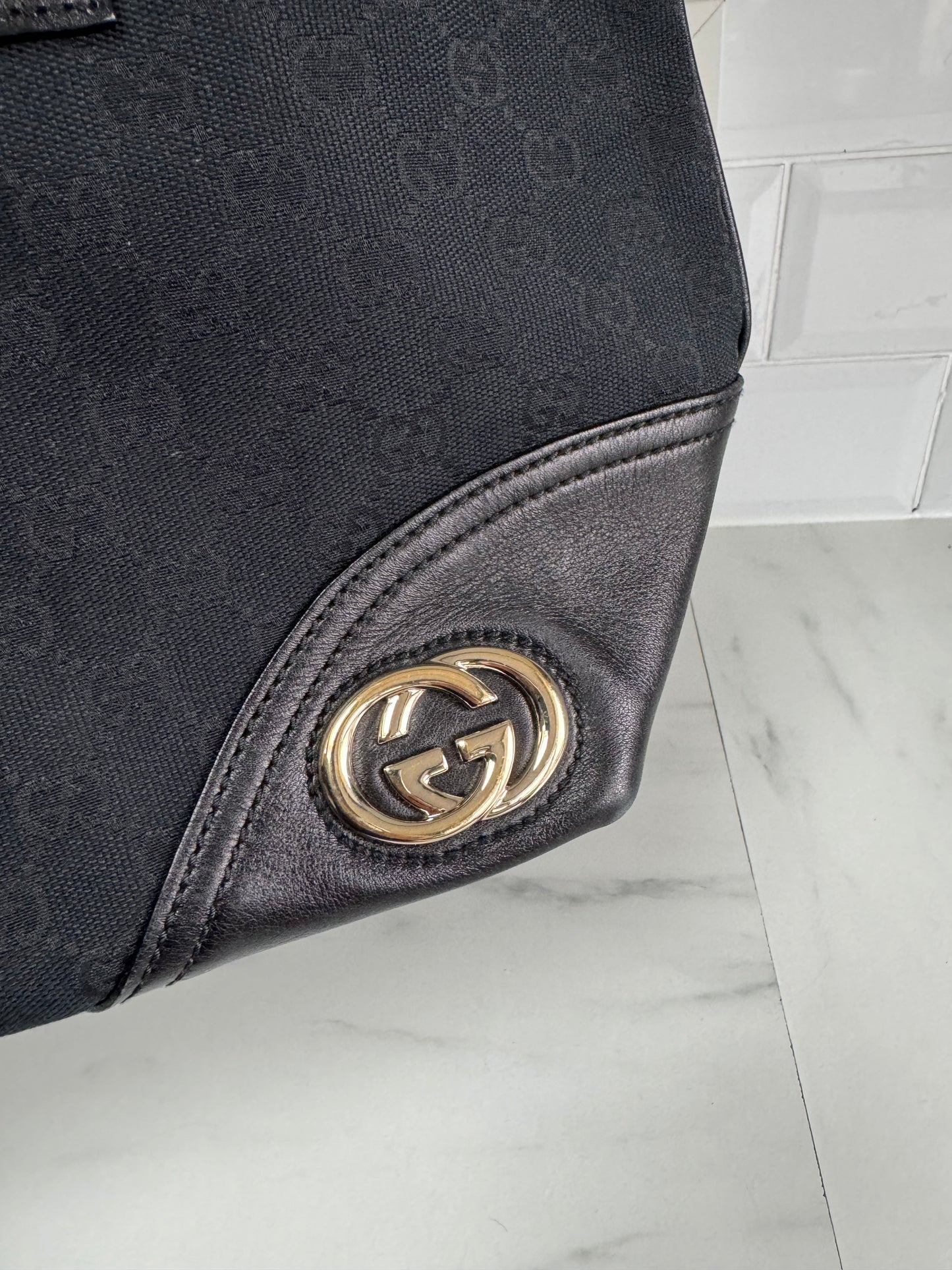 Gucci Monogrammed Tote - Black