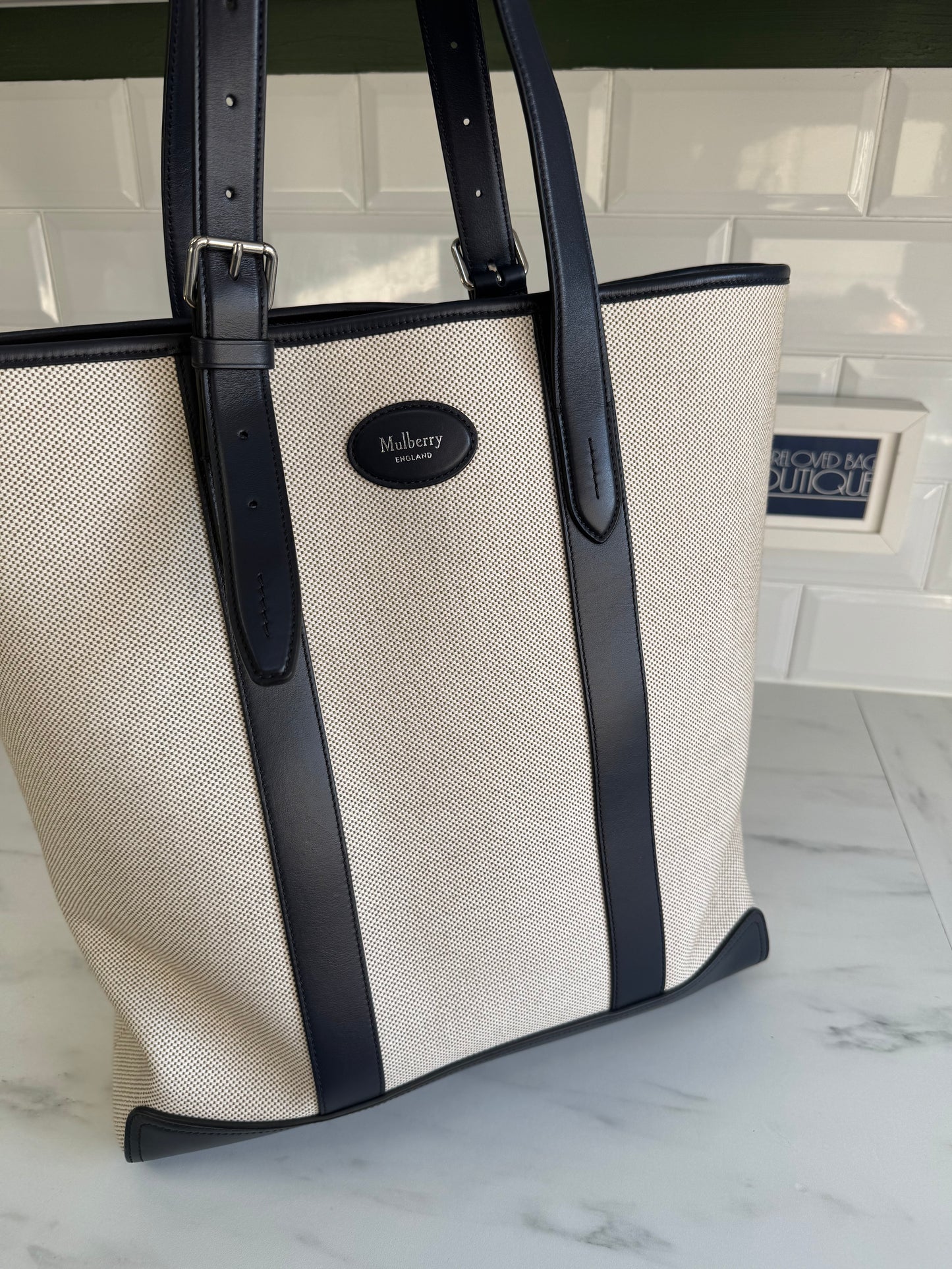 Mulberry Heritage tote - Canvas and Midnight Smooth Calf