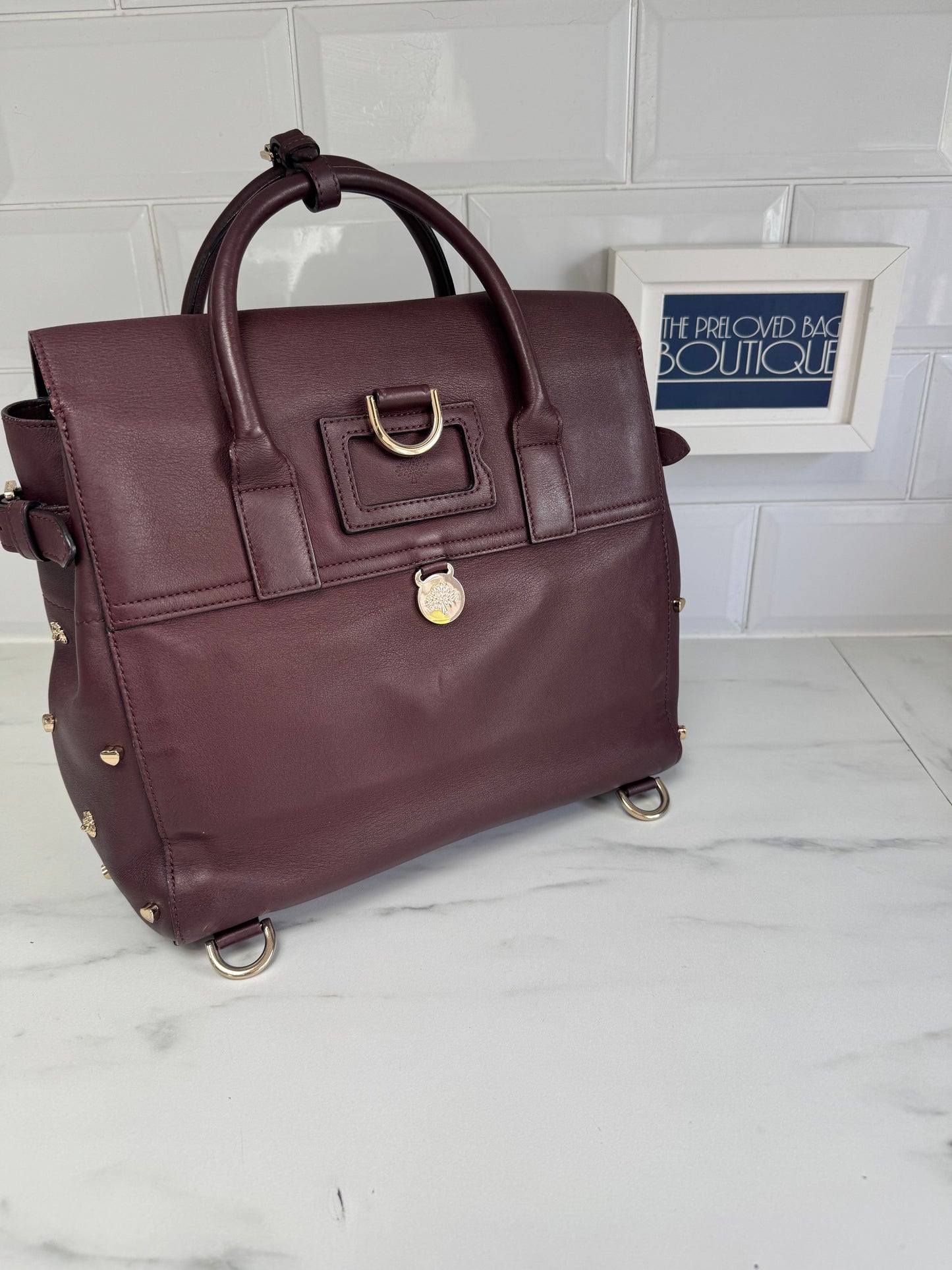 Mulberry Medium Limited Edition Cara  Delevingne Lion and Heart Rivet Backpack - Oxblood