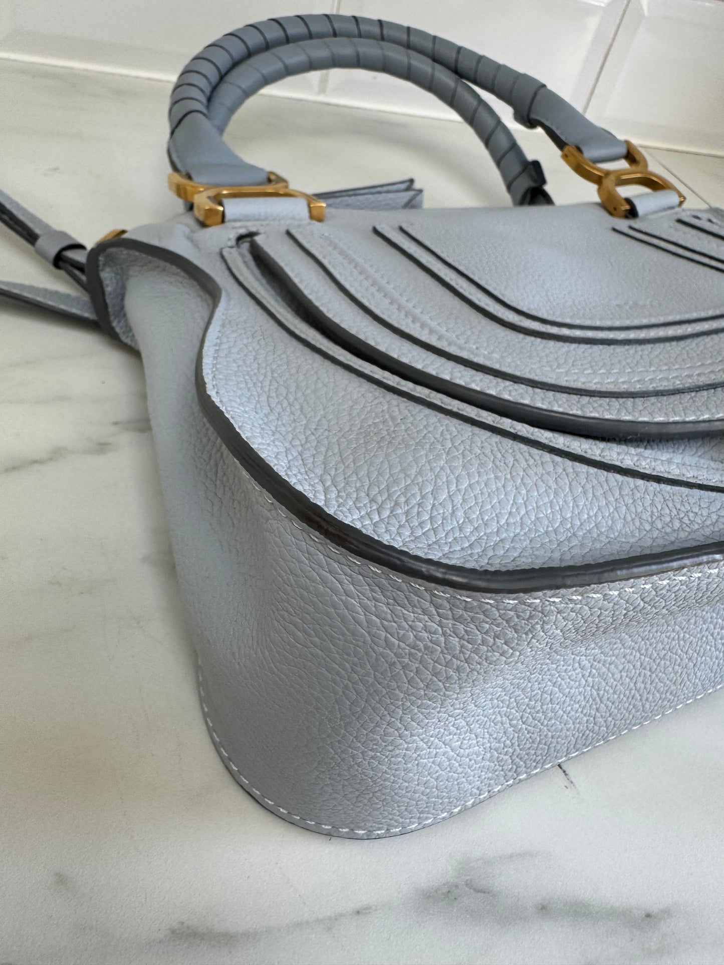 Chloé Small Marcie Saddle Bag - Washed Blue