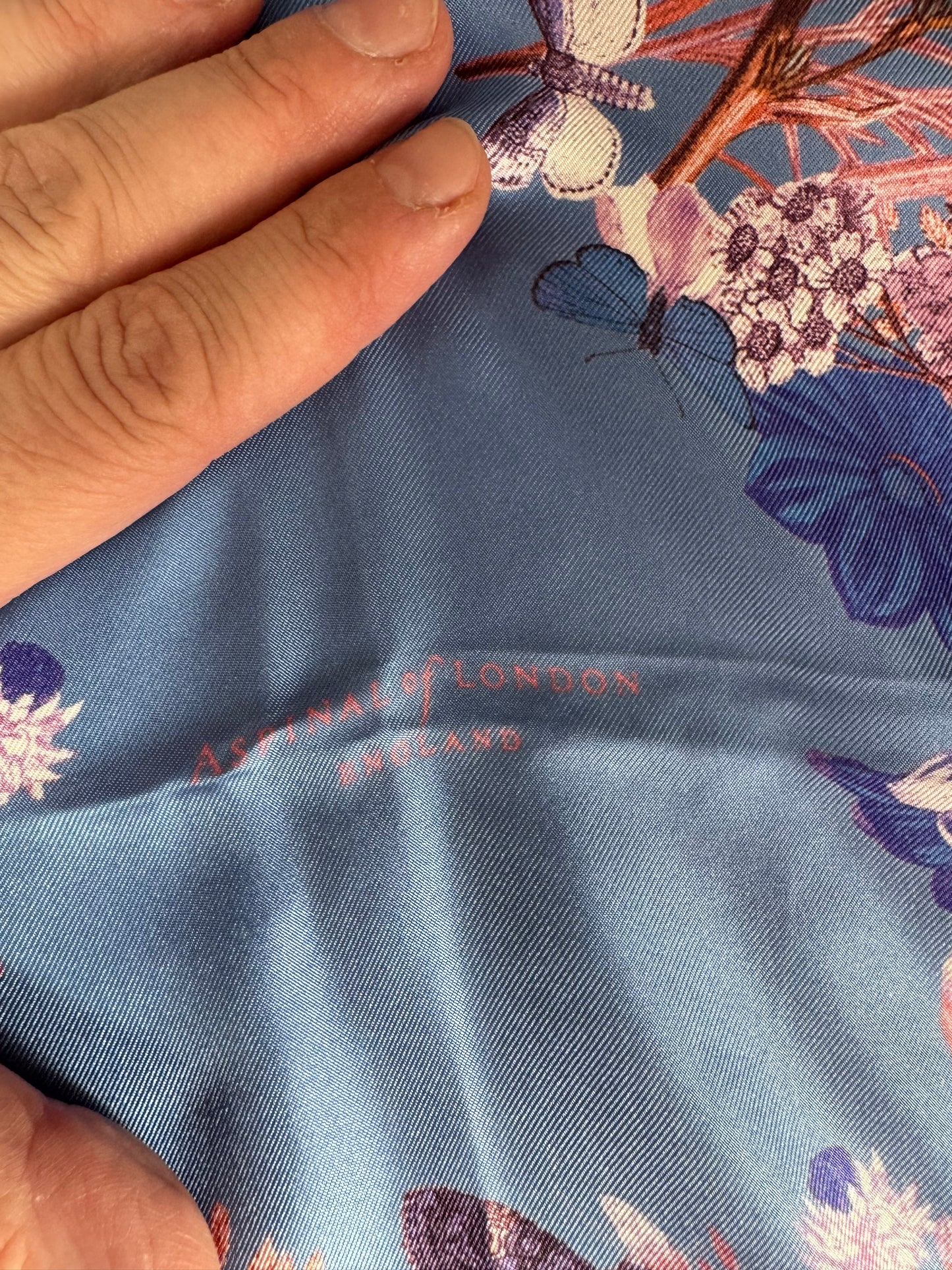 Aspinal “A” Floral scarf - Blue