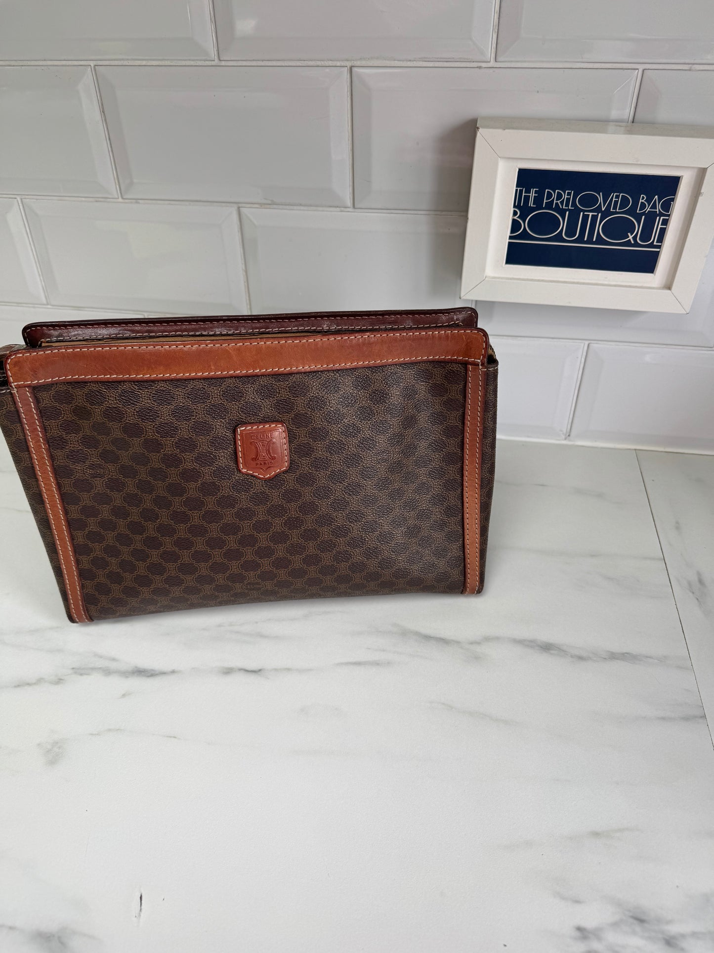 Celine Macadam Toiletry/Clutch- Brown