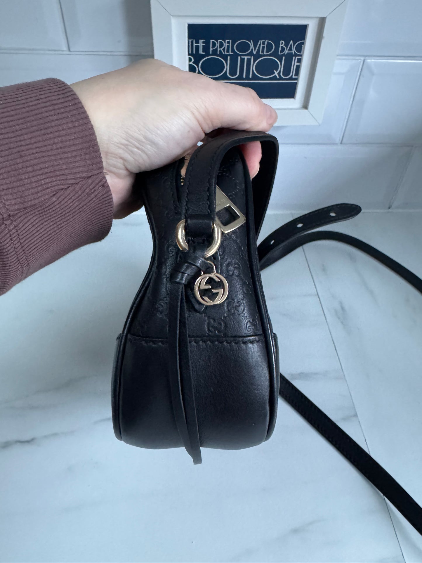 Gucci Micro Guccissima Bree Cross Body Bag - Black