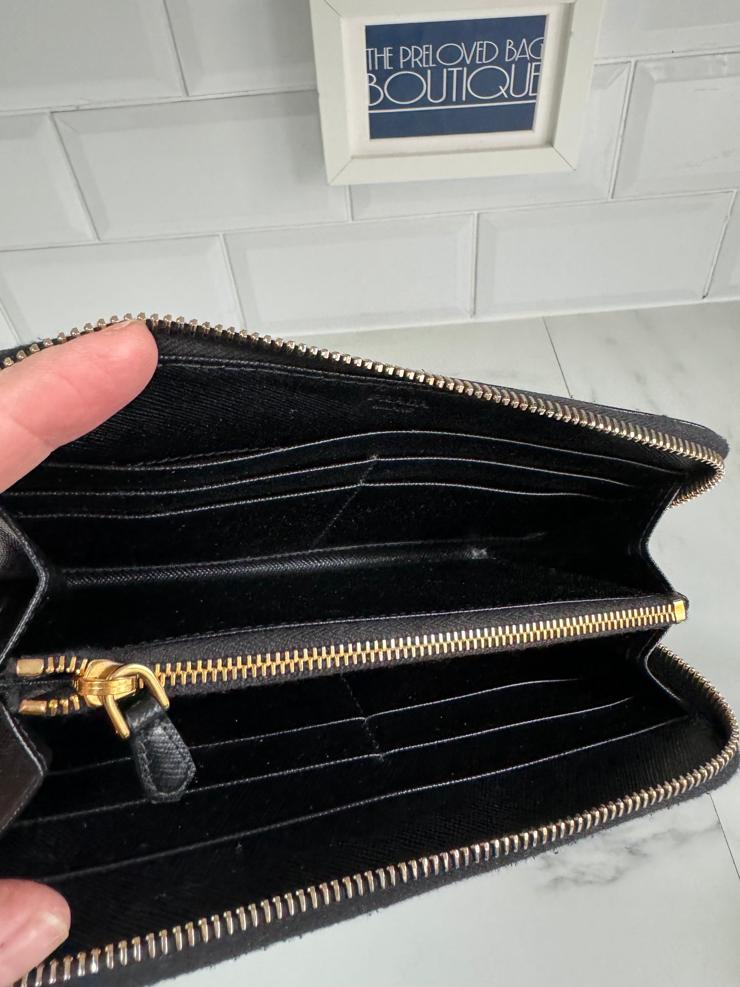 Prada Zip Around Wallet - Black