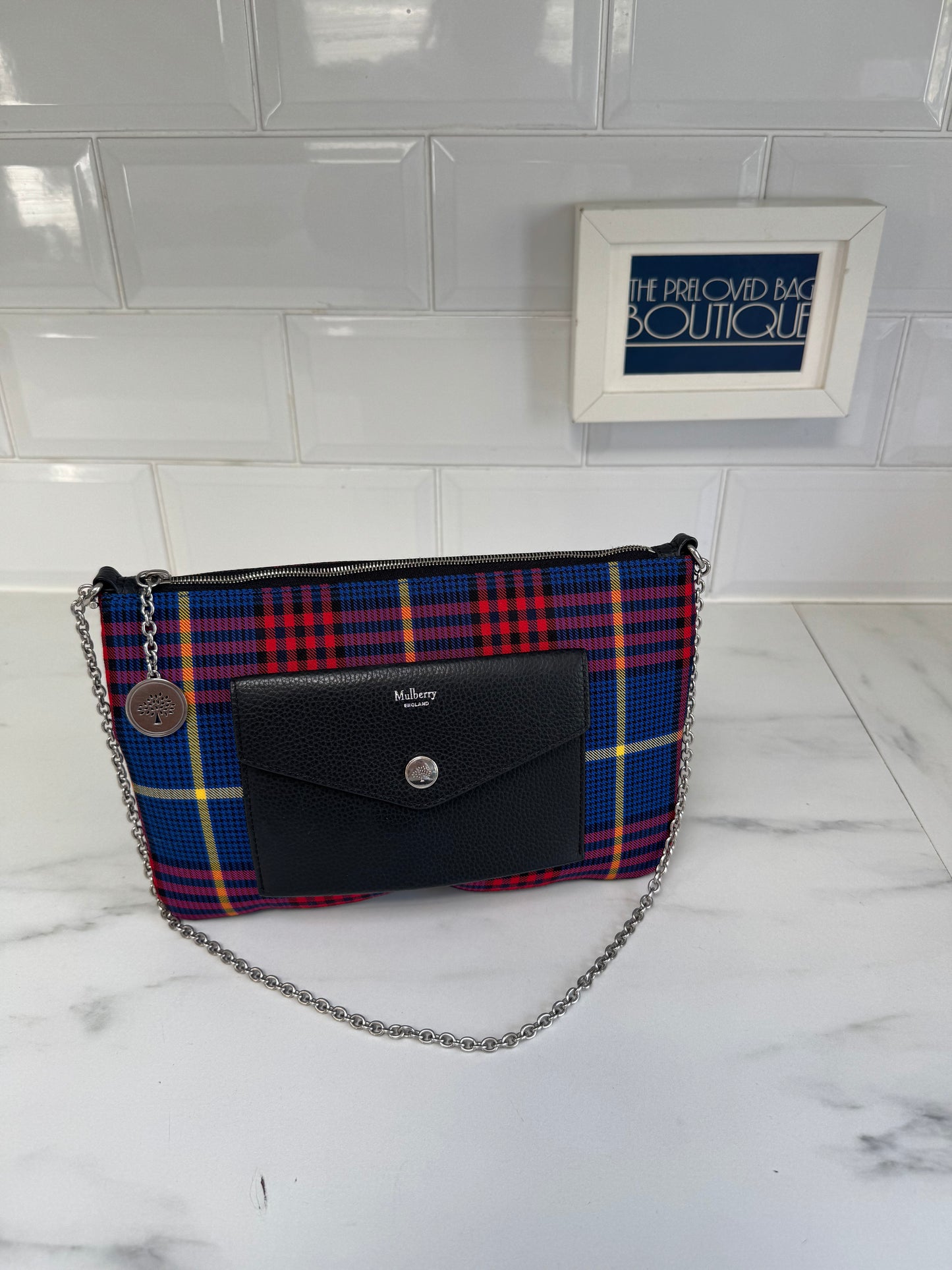 Mulberry Tartan Pouch - Blue Yellow and Red