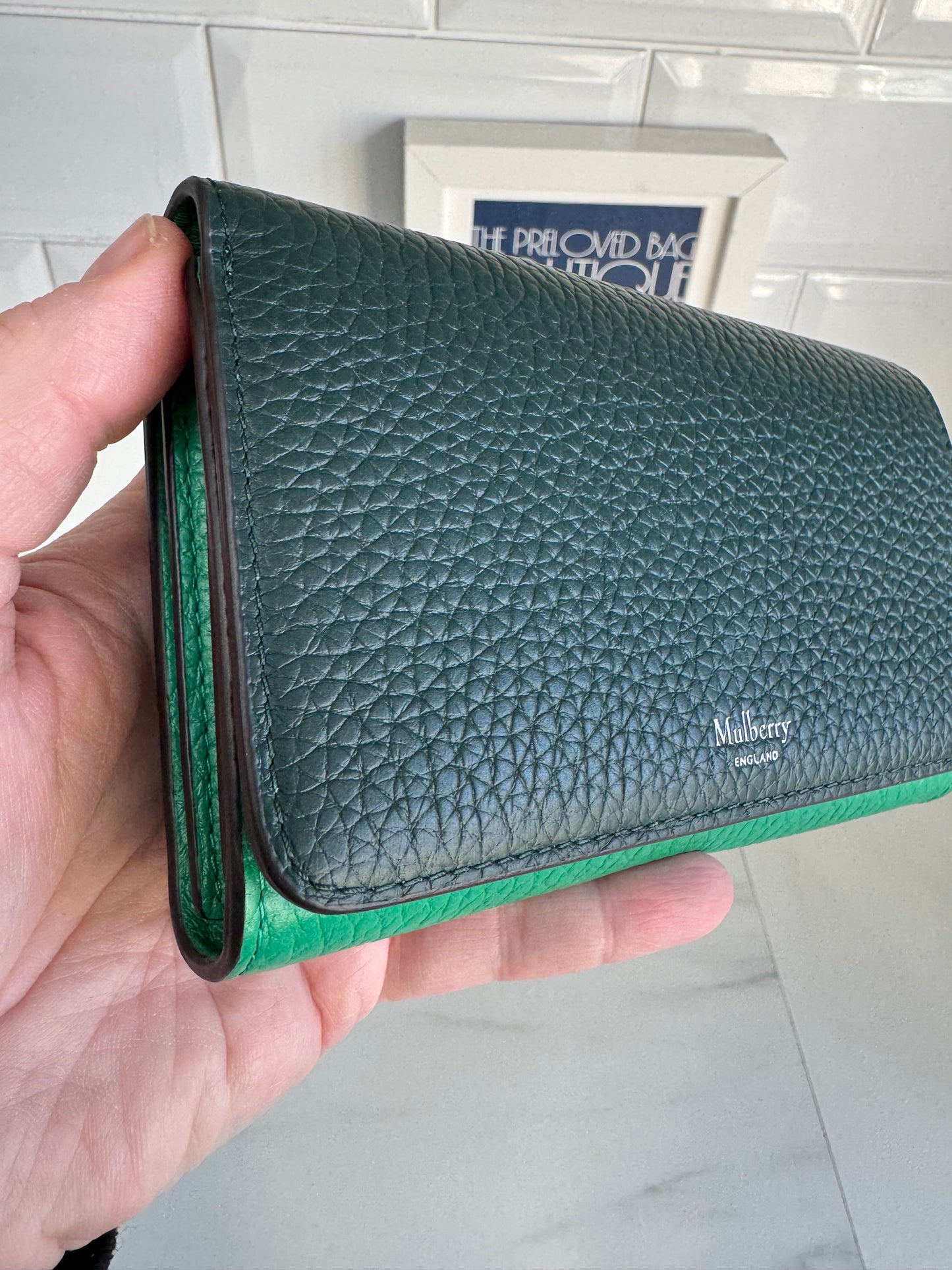 Mulberry Medium Continental Wallet - Mulberry Green and Lawn Green