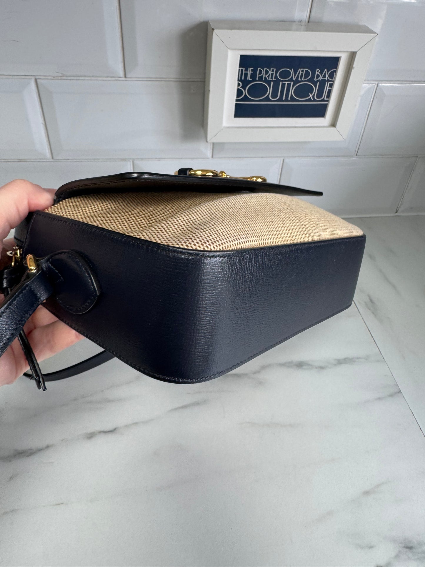 Gucci 1955 Flap Pocket Camera Bag - Beige, Navy