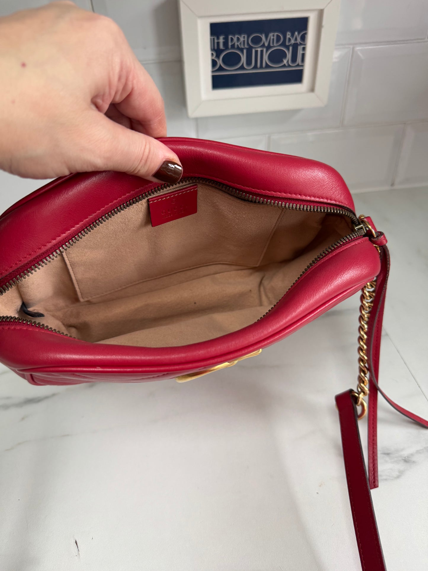Gucci Marmont Small Shoulder Bag - Red
