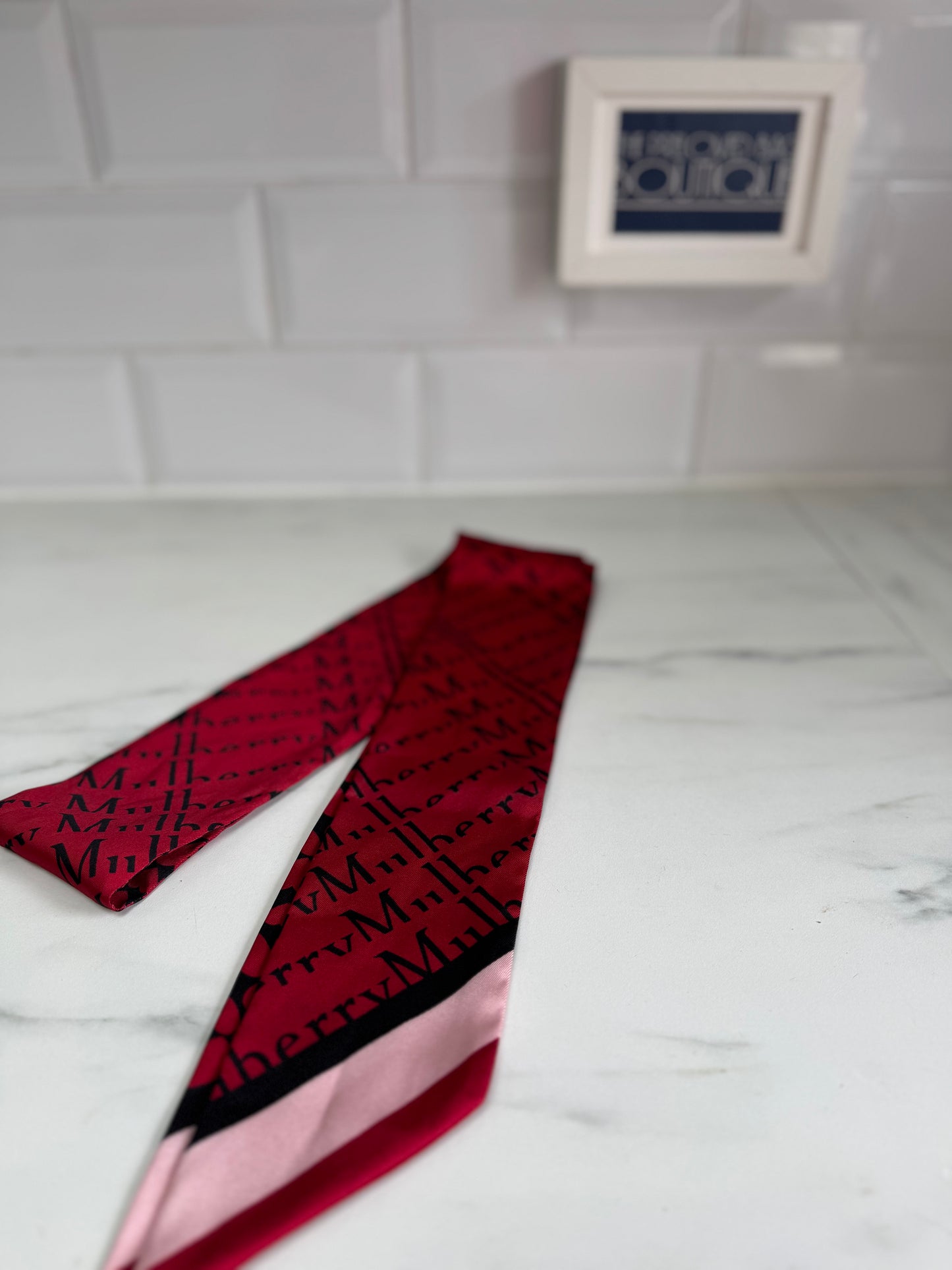 Mulberry Twilly - Black, Red and Pink