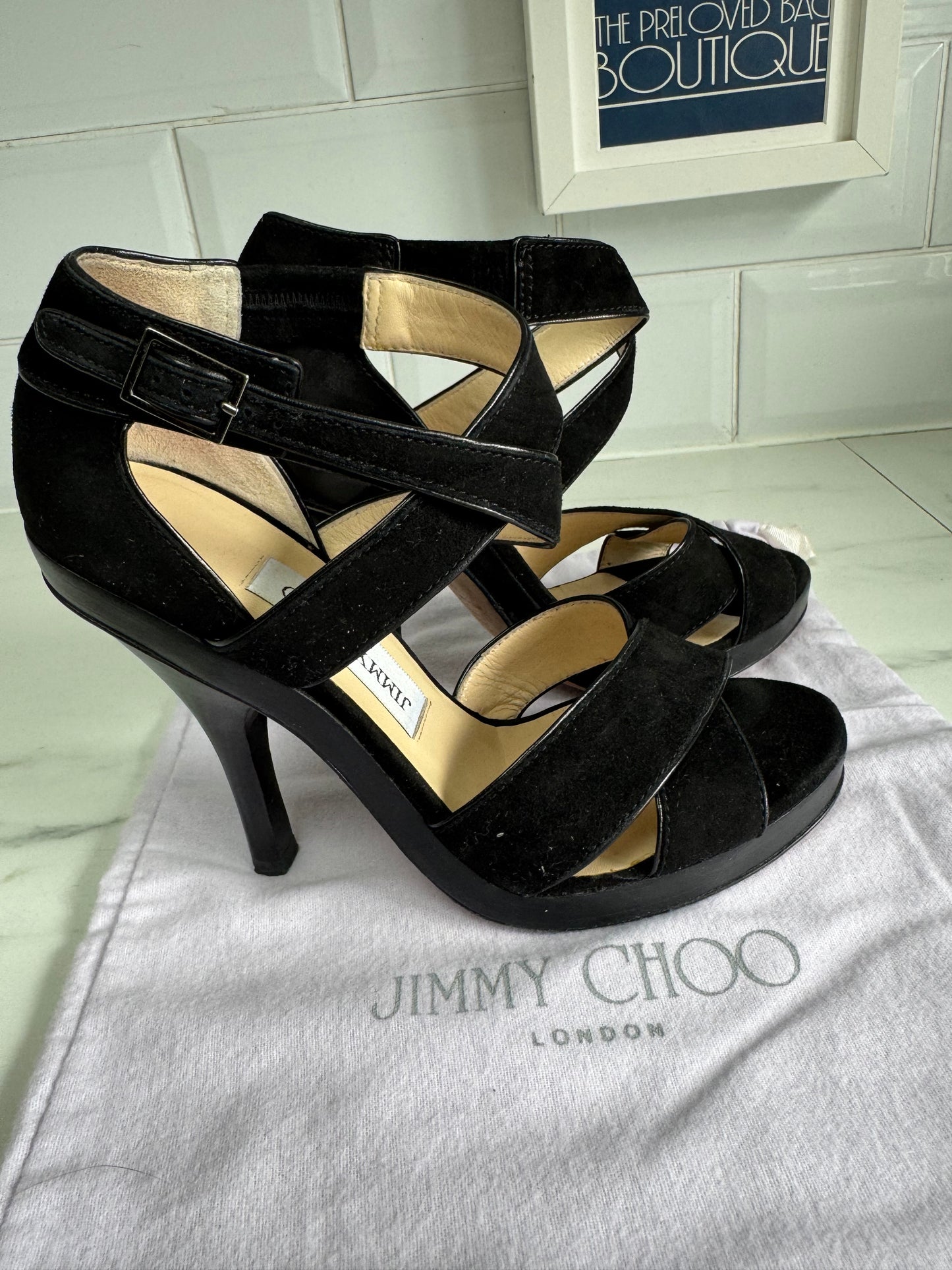 Jimmy Choo Florek Suede Platform Sandals - Black