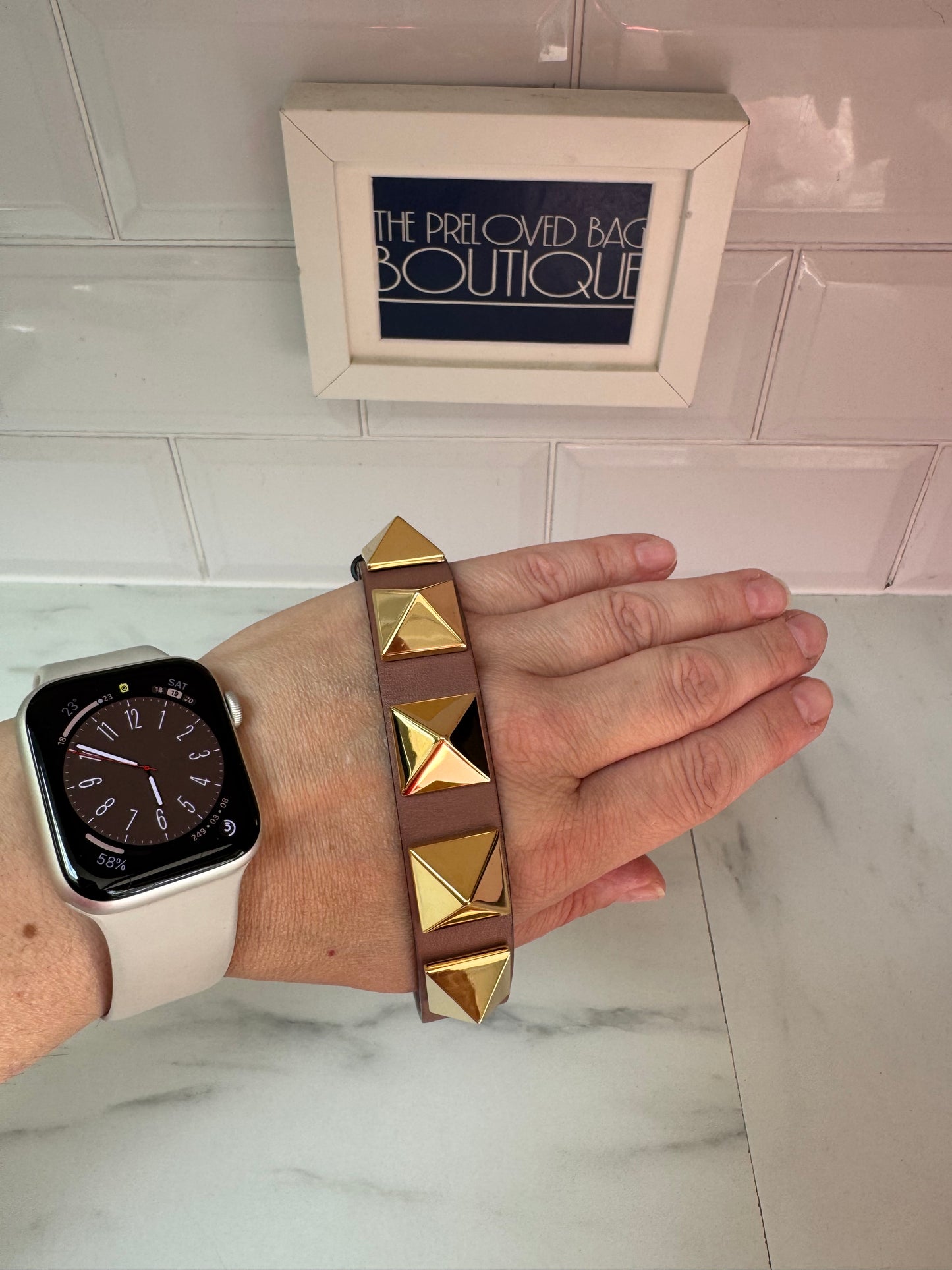 Valentino Garavanni Vitello Rockstud Leather Bracelet - Brown