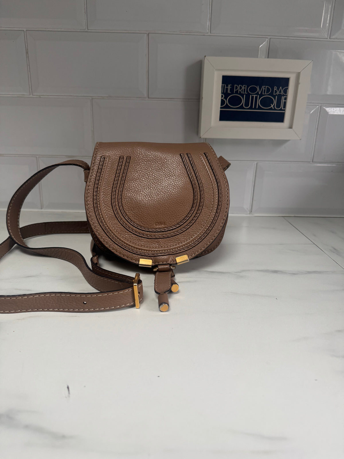 Chloé Mini Marcie Saddle Bag - Nut Brown