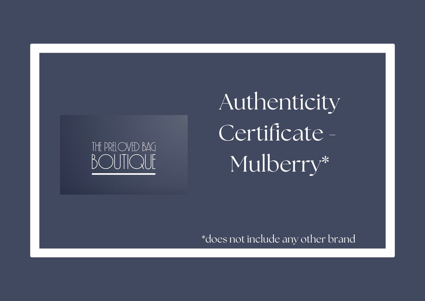 Authenticity Certificate - Mulberry