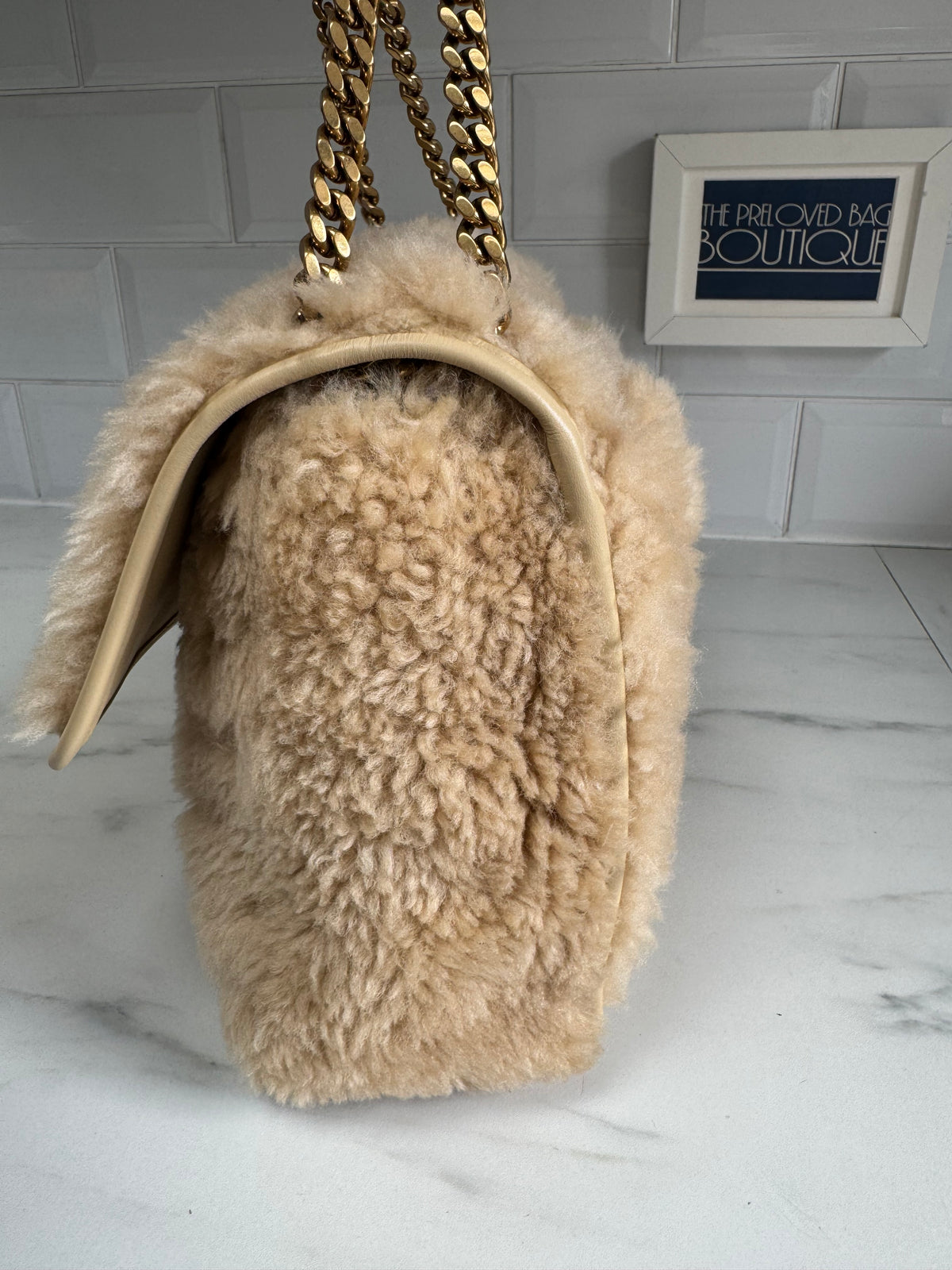 Saint Laurent Medium Niki Shearling - Cream