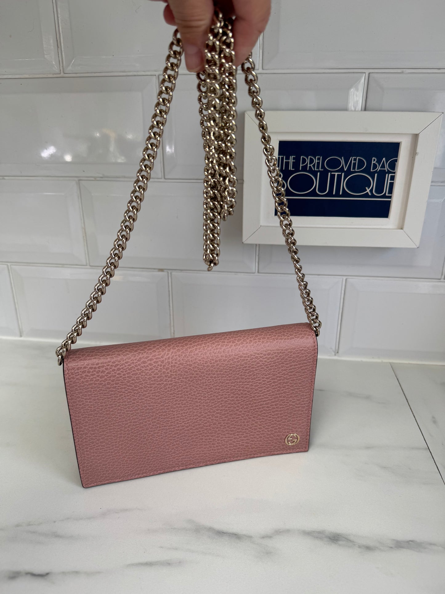 Gucci Dollar Medium Betty Chain Wallet - Pink