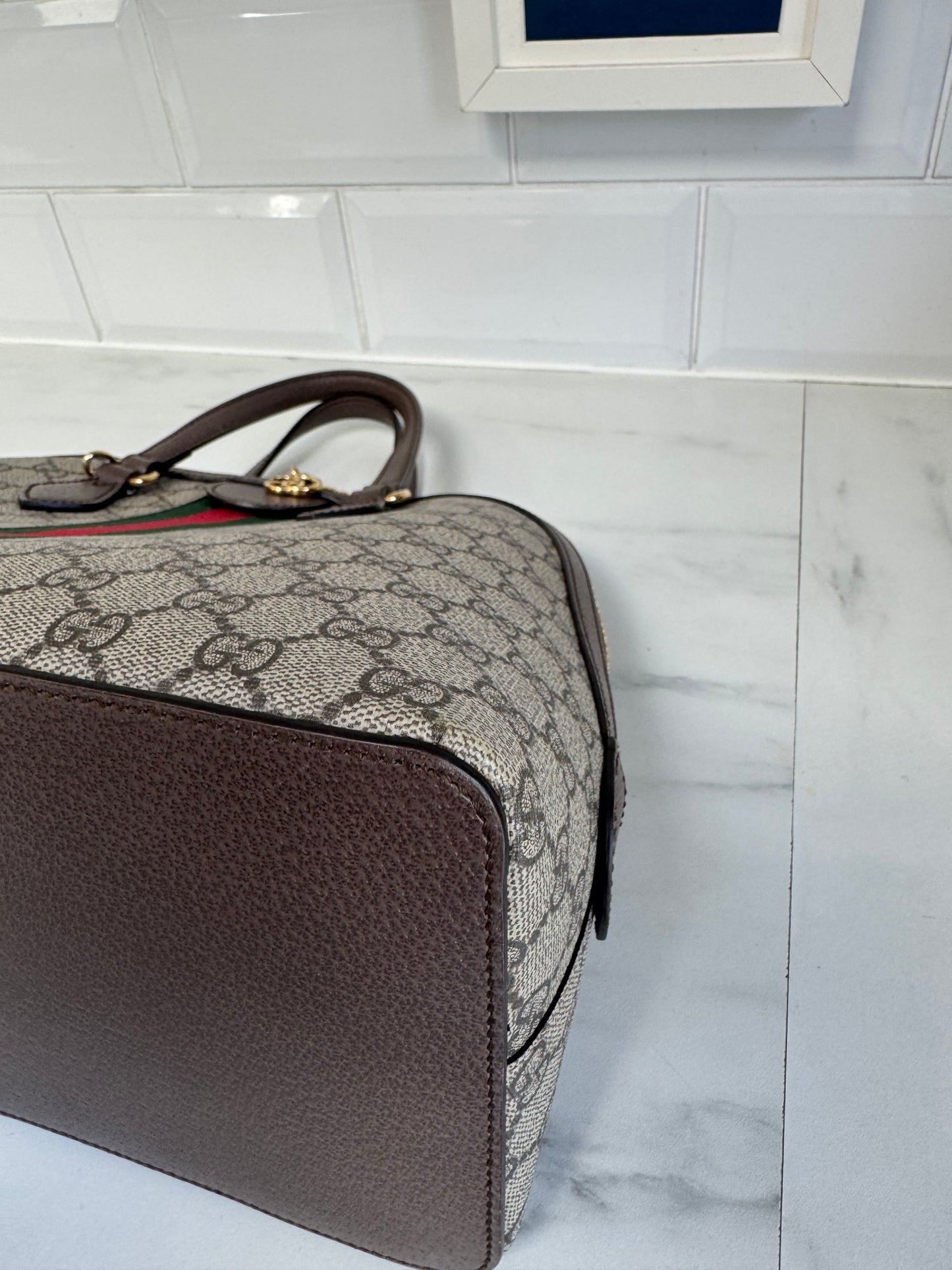 Gucci Ophidia GG Supreme Dome Bag - Grey, Red, Brown and Green