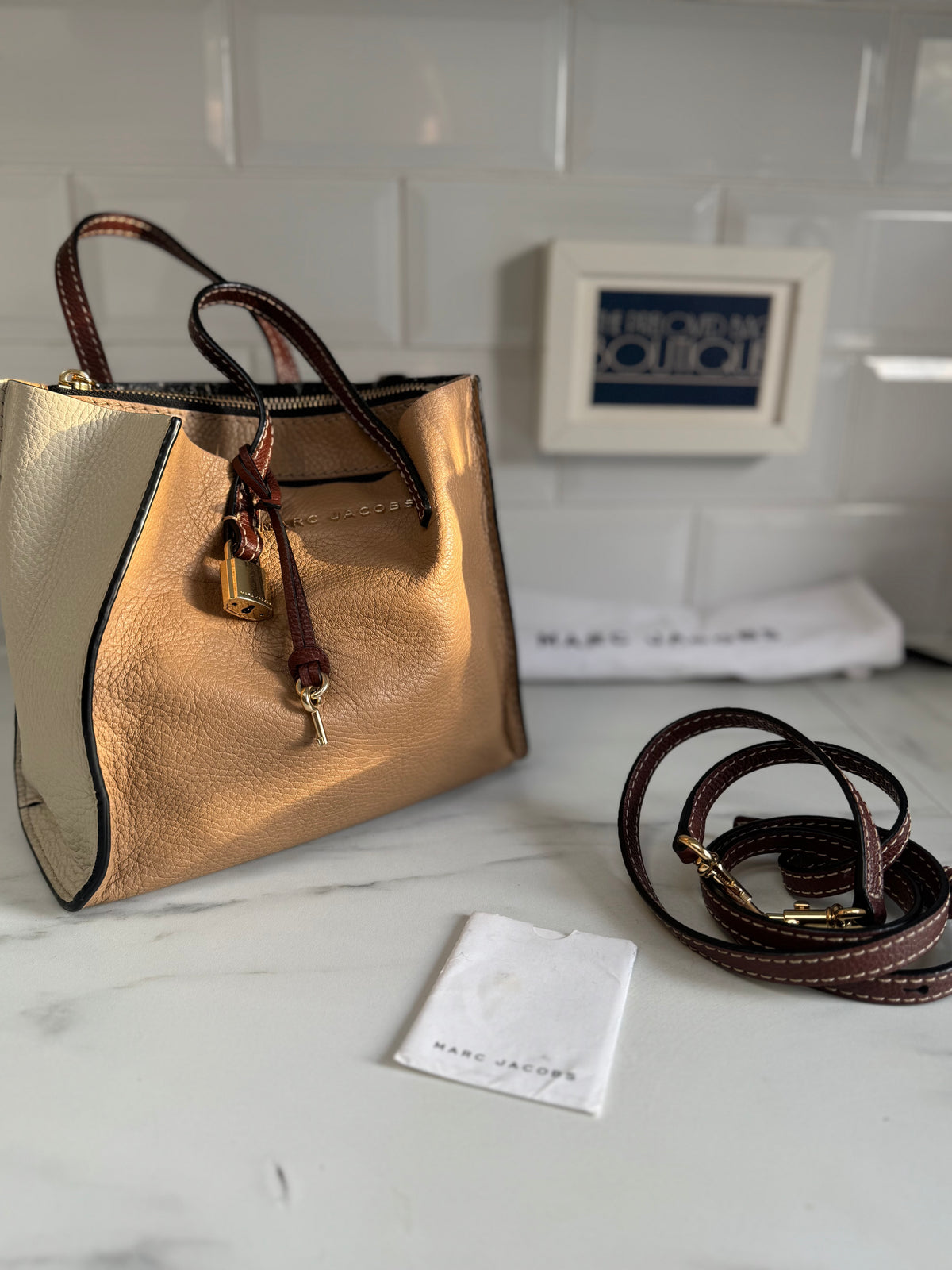 Marc Jacobs Mini Grind tote - Tan and White