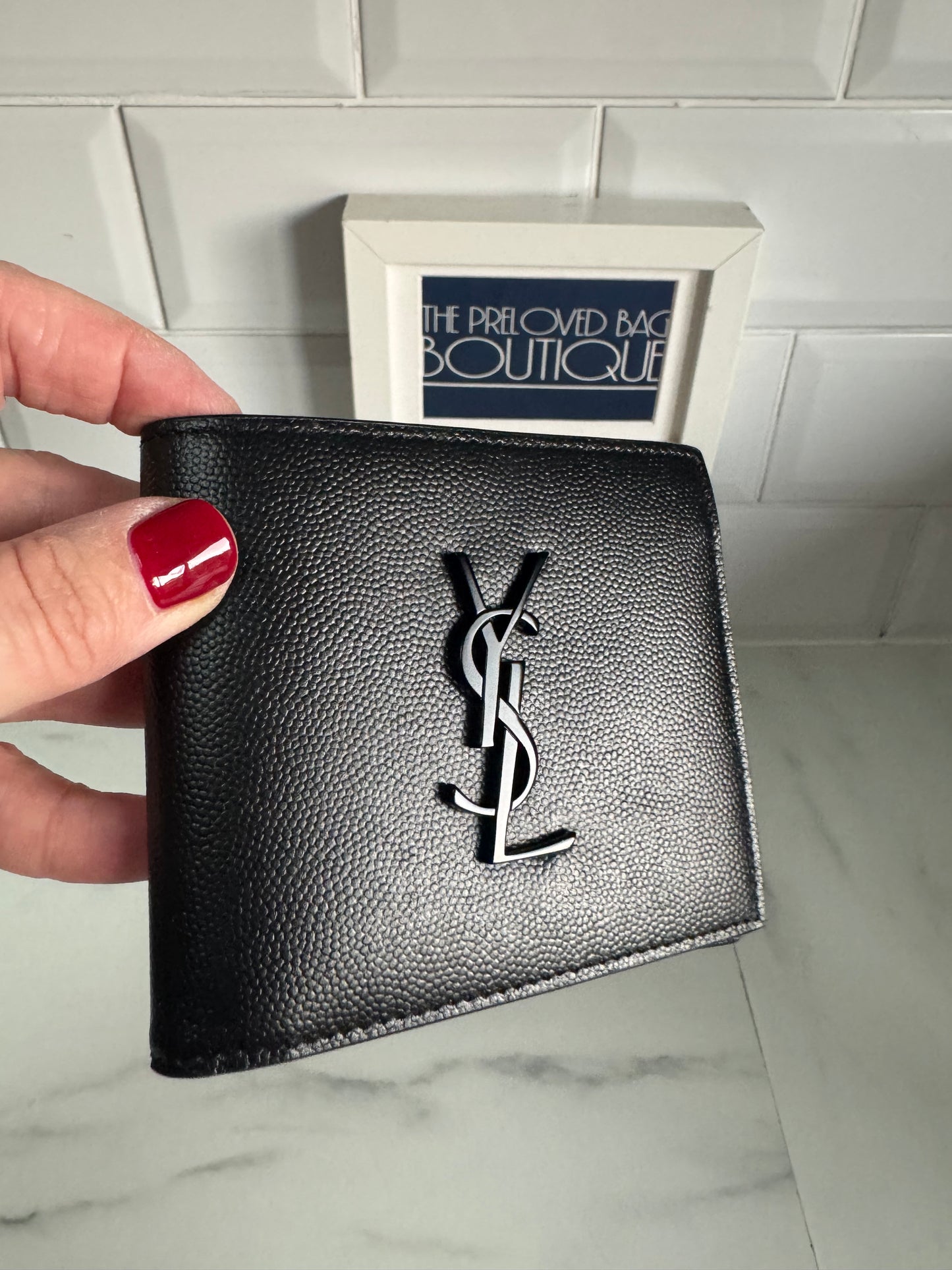 Saint Laurent (YSL) Monogram Bifold Card Holder/Wallet - Black