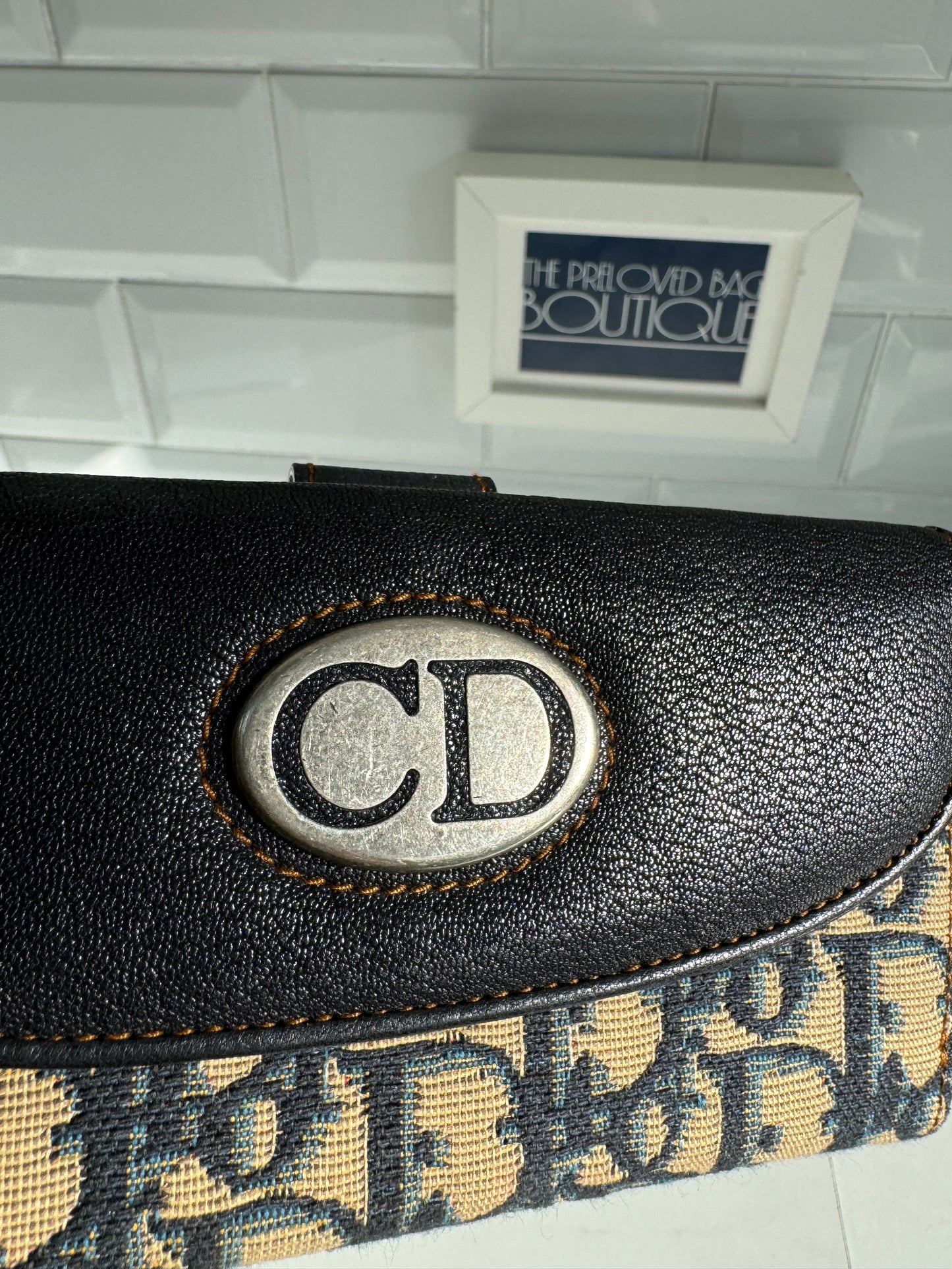 Christian Dior Trotter Jacquard Purse - Navy