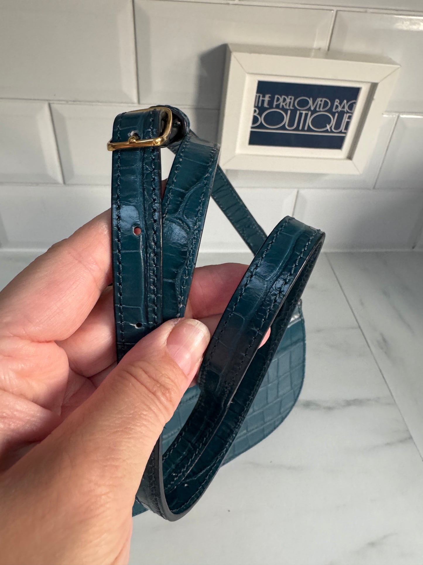 Mulberry Amberley - Teal Blue Croc Embossed