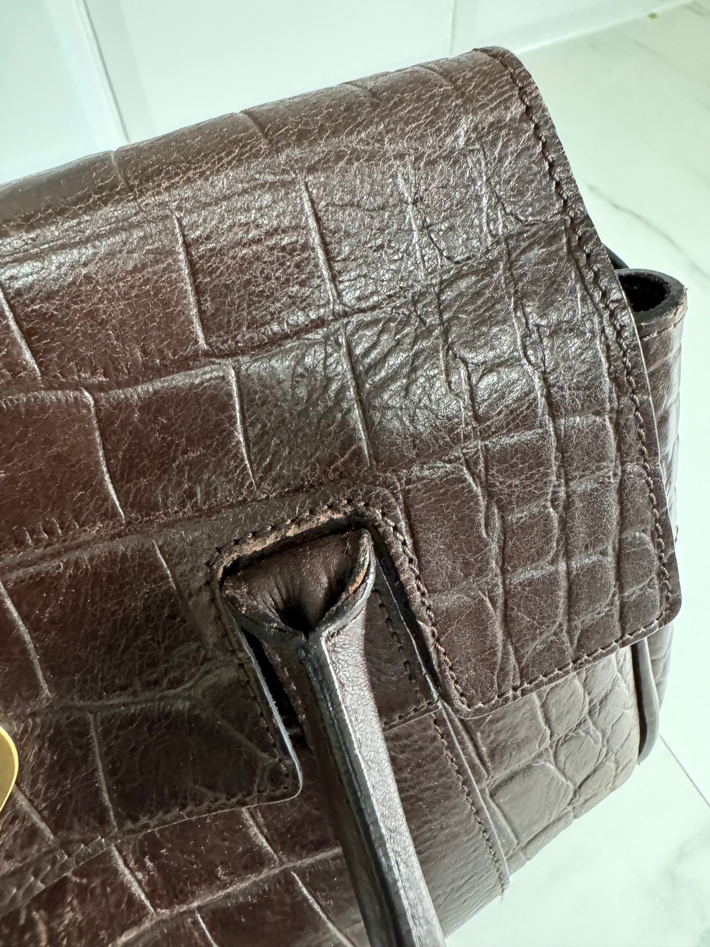 Mulberry East West Bayswater - Chocolate Croc Embossed