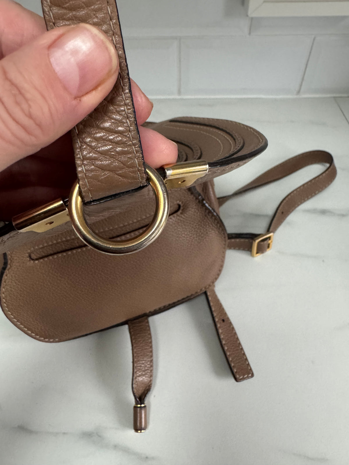 Chloé Mini Marcie Saddle Bag - Nut Brown