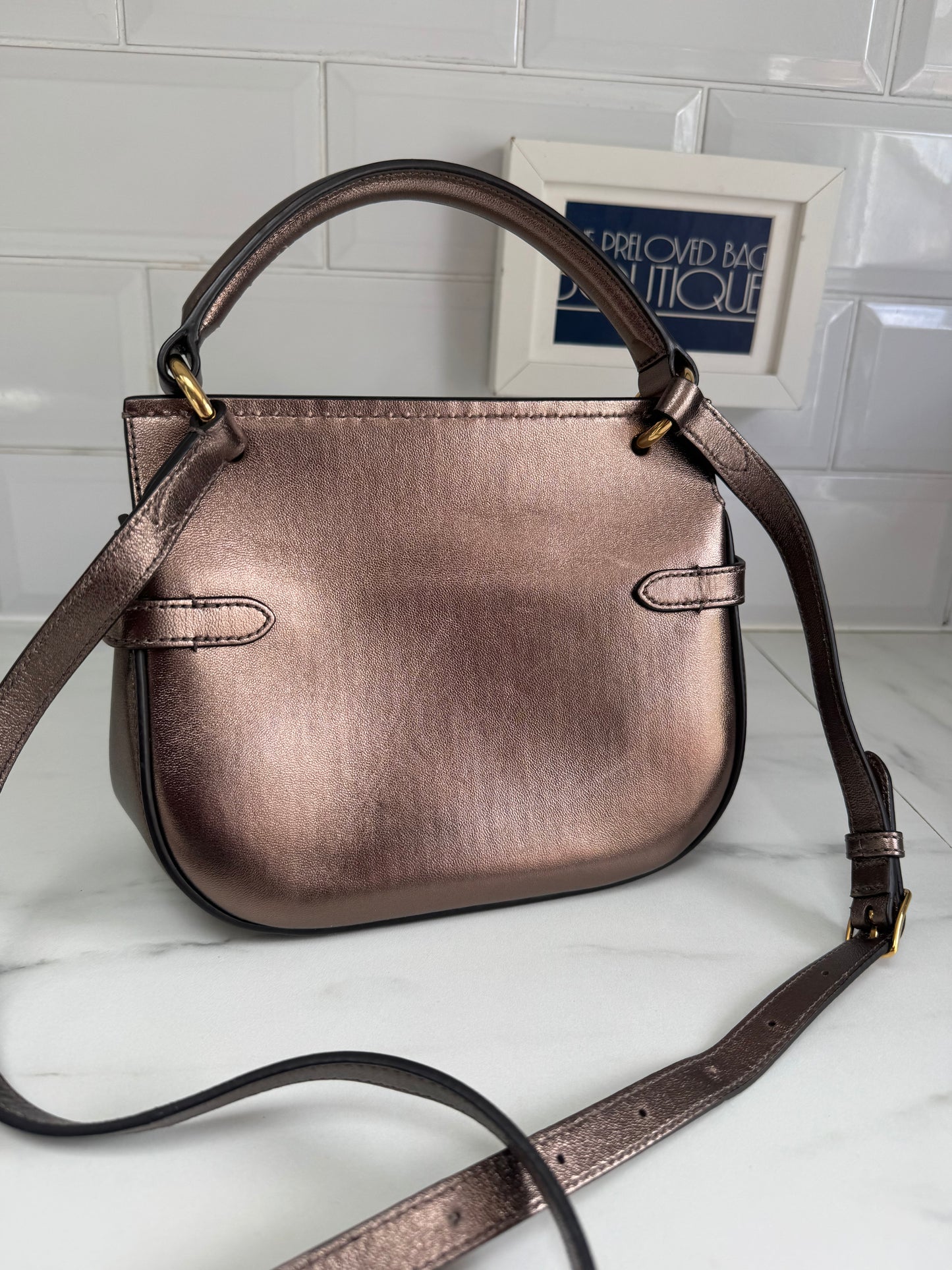 Mulberry Small Metallic Amberley - Gold, Bronze, Silver  (Bag and Coin Purse)