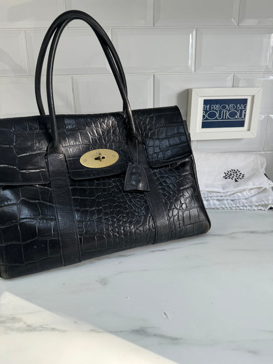 Mulberry Heritage Bayswater (2) - Black Croc Embossed