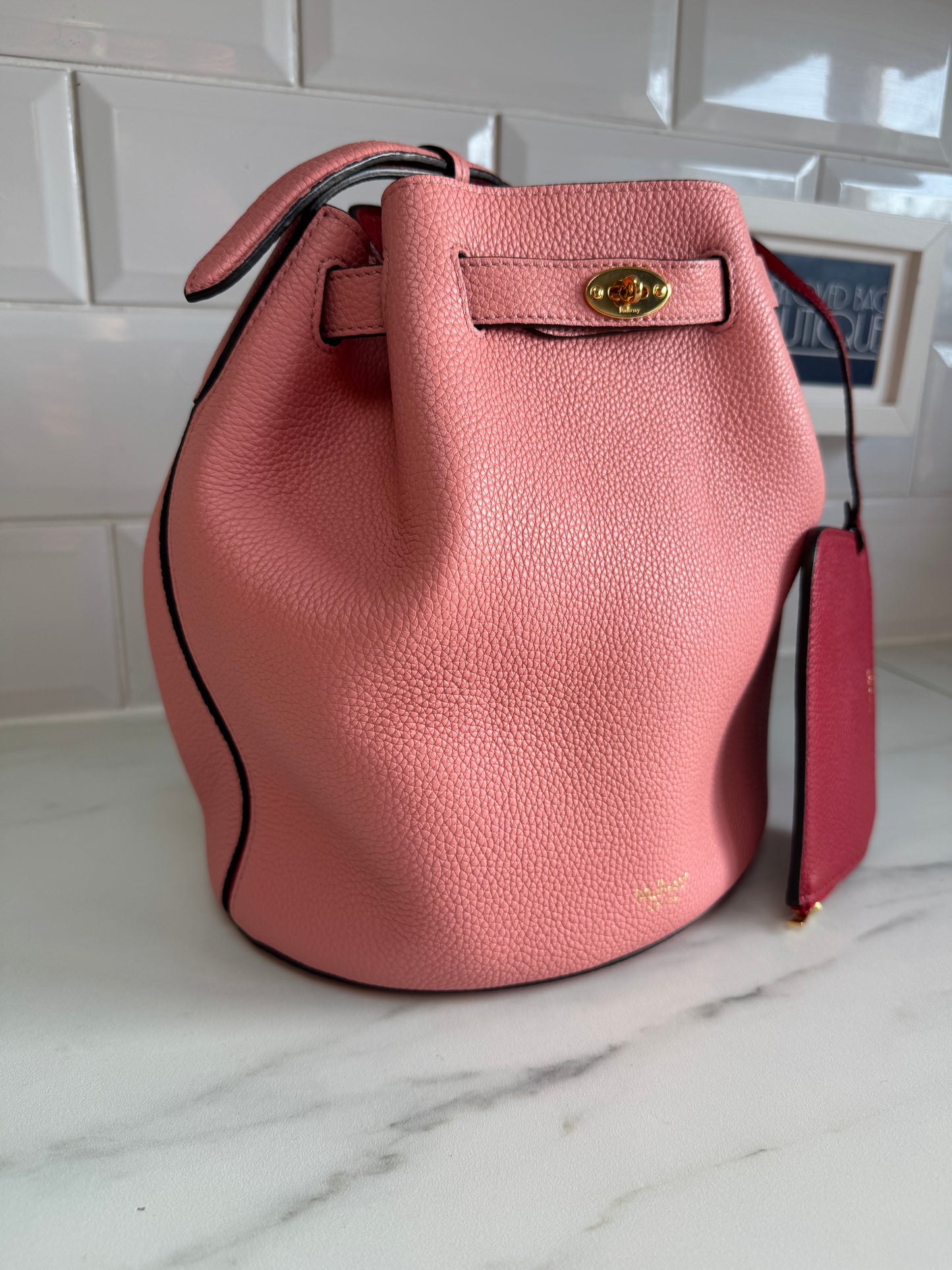 Mulberry Abbey Bucket Bag - Macaroon Pink & Red