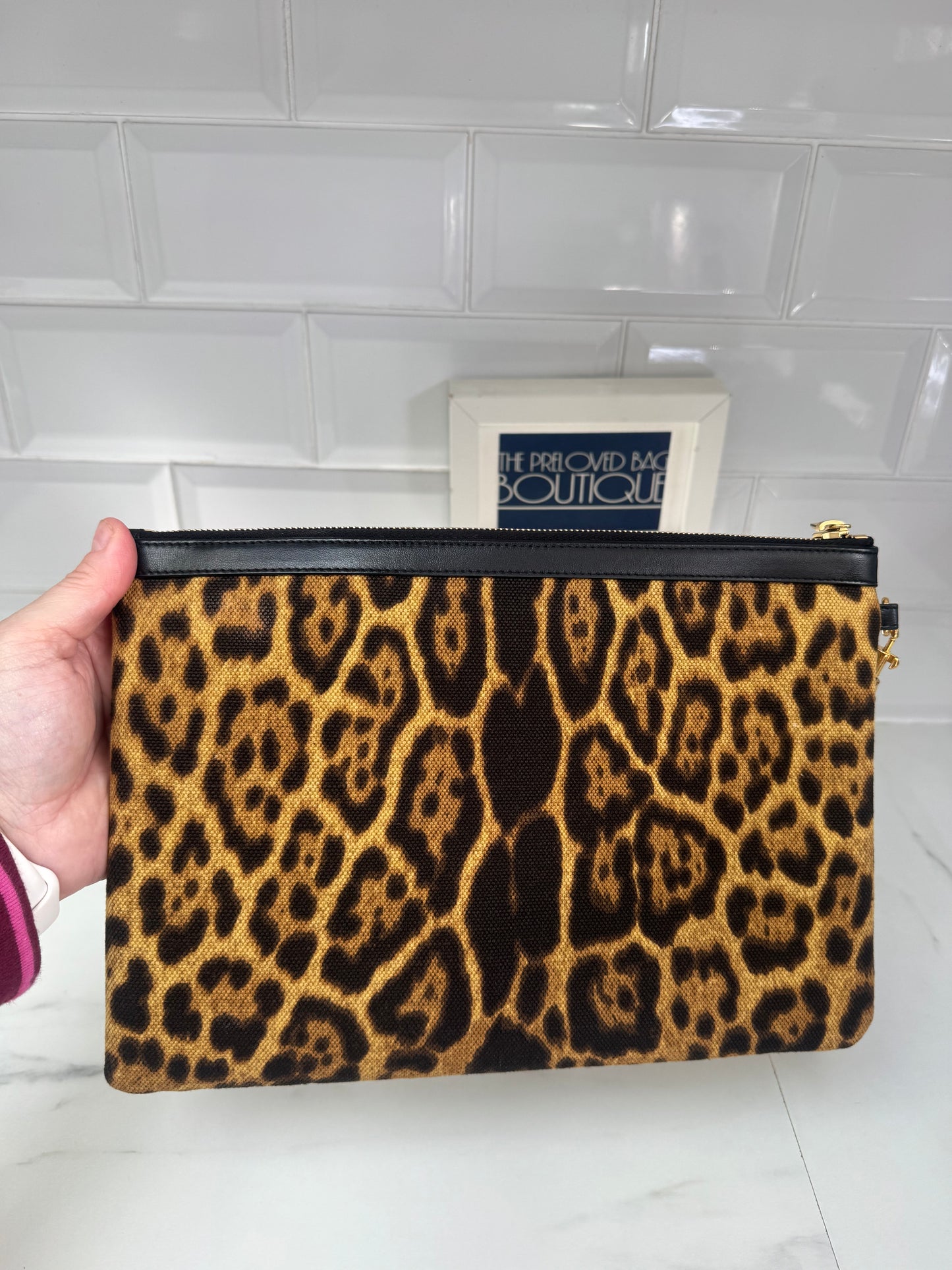 Saint Laurent Rive Gauche Wristlet Pouch - Animal Print