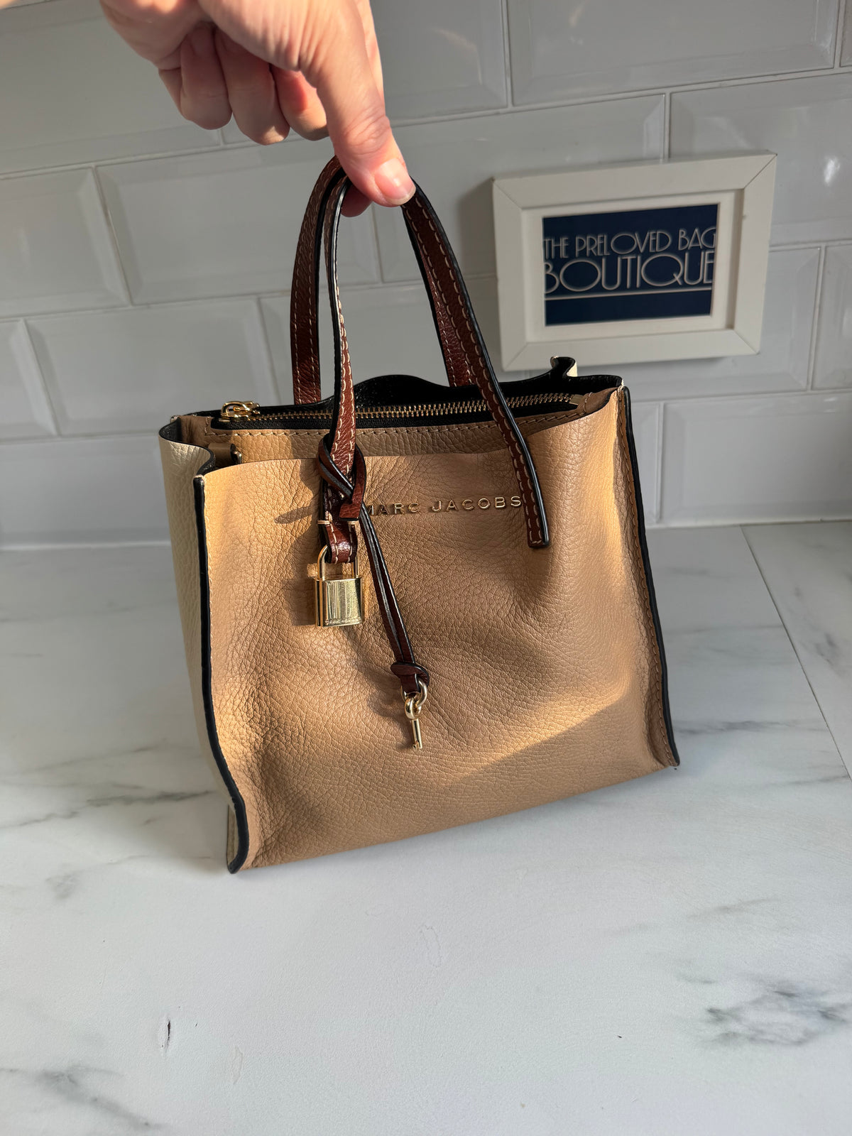 Marc Jacobs Mini Grind tote - Tan and White