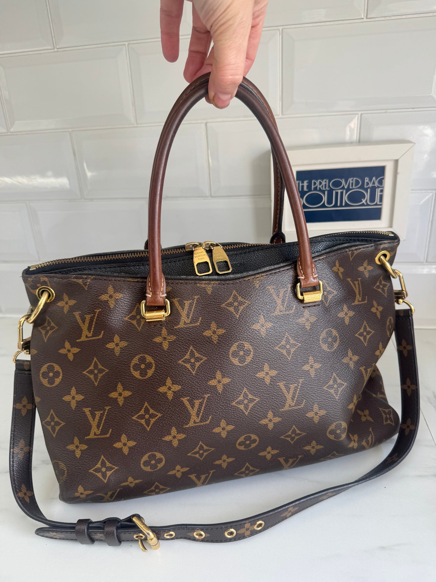 Louis Vuitton Pallas Noir Shoulder Bag - Monogram Brown