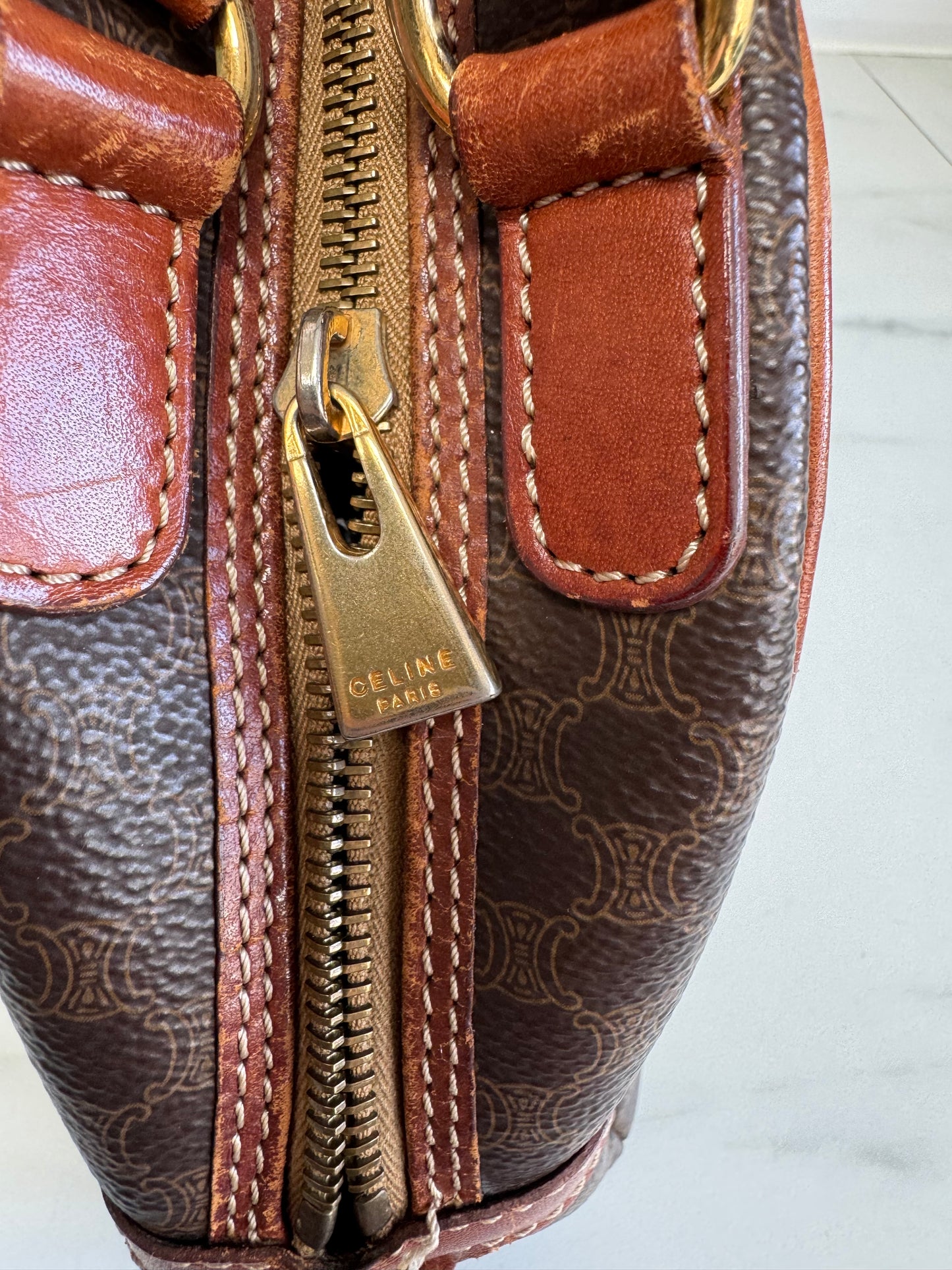 Celine Triomphe Macadam Small Vintage Bowling Bag - Monogram