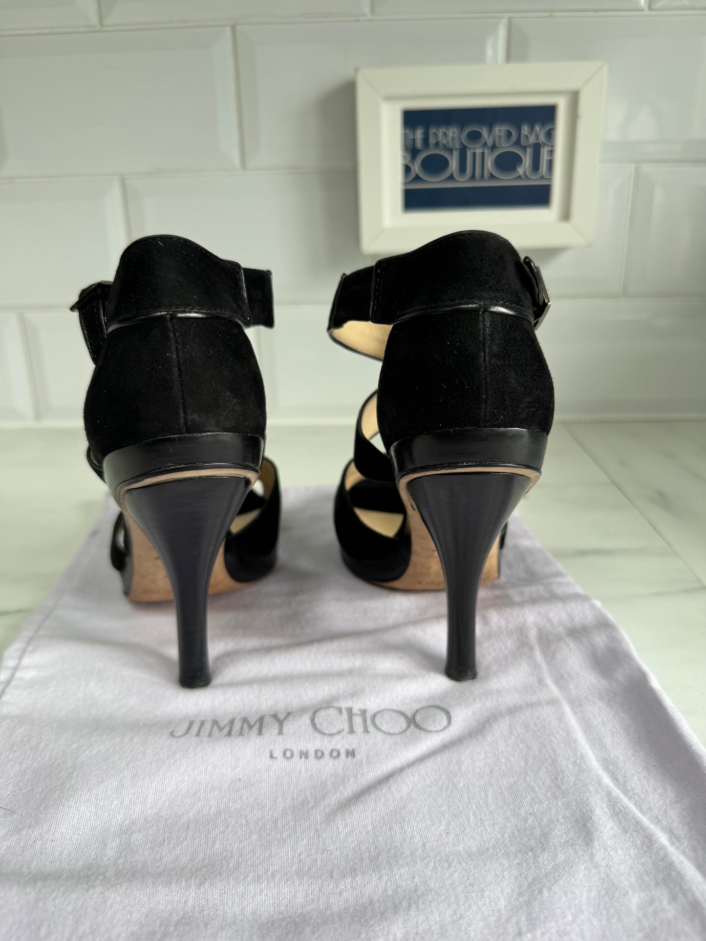 Jimmy Choo Florek Suede Platform Sandals - Black