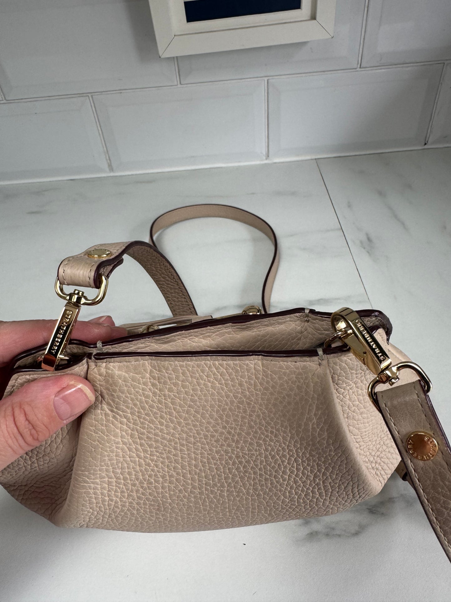 Strathberry Osette Drawstring Pouch Cross Body - Nude