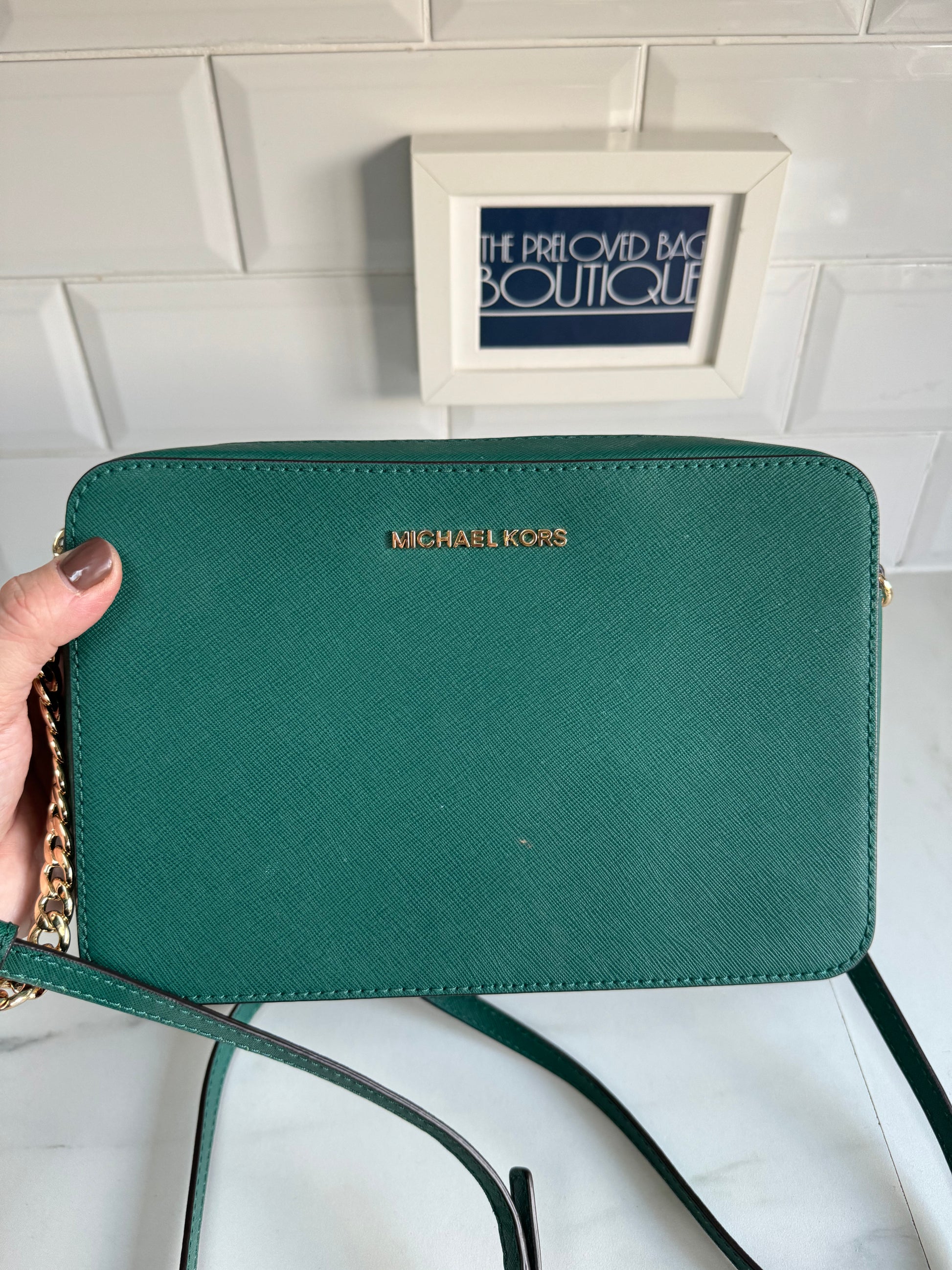 Michael kors Jet set cross body bag Green The Preloved Bag