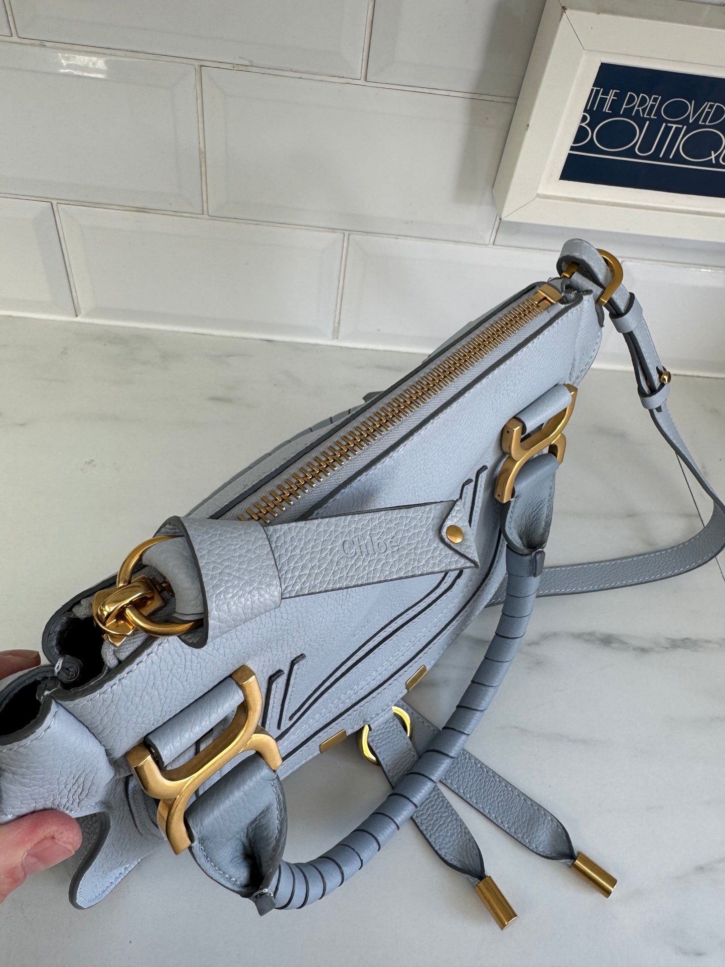 Chloé Small Marcie Saddle Bag - Washed Blue