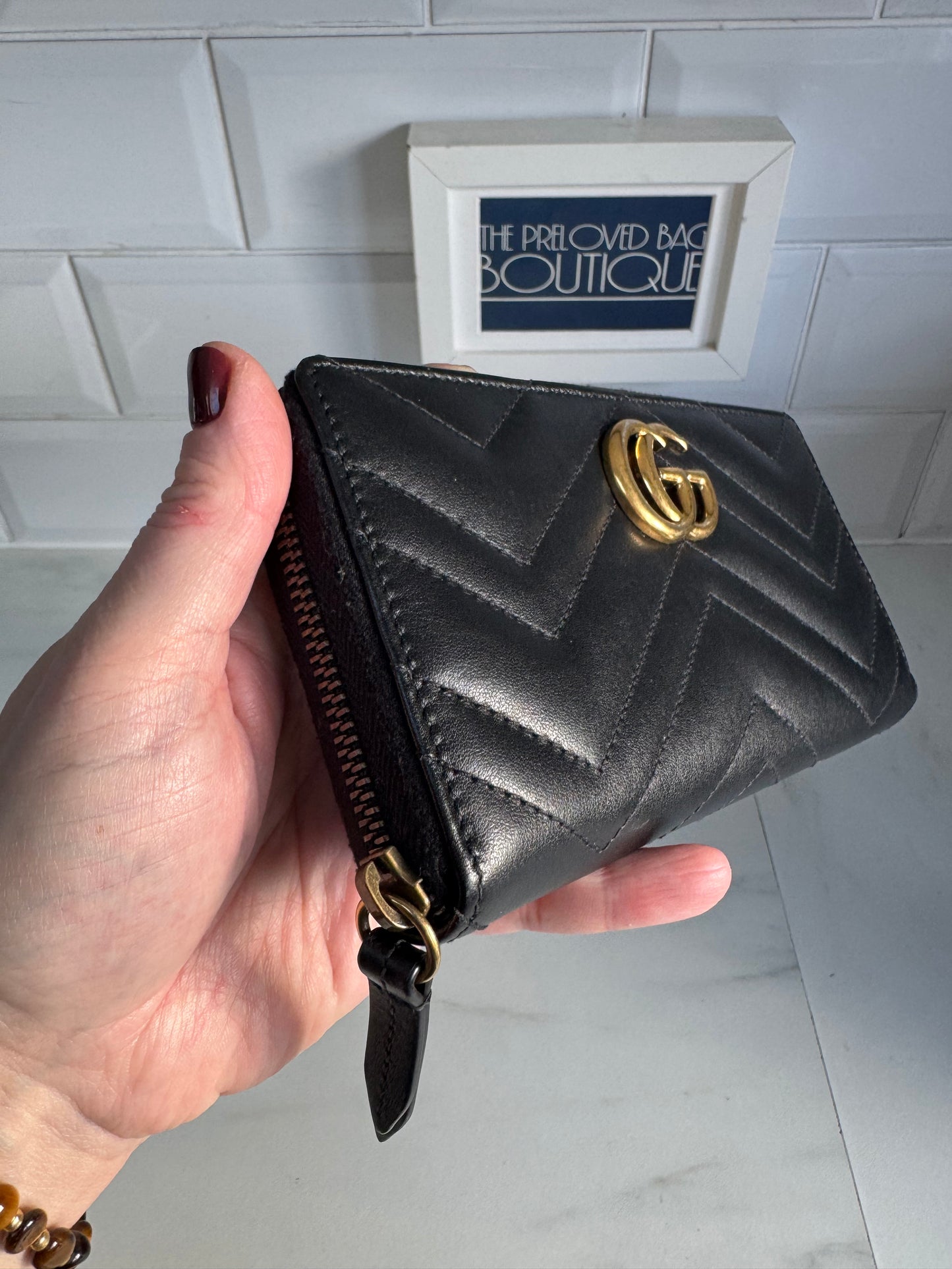 Gucci GG Marmont zip around Wallet - Black